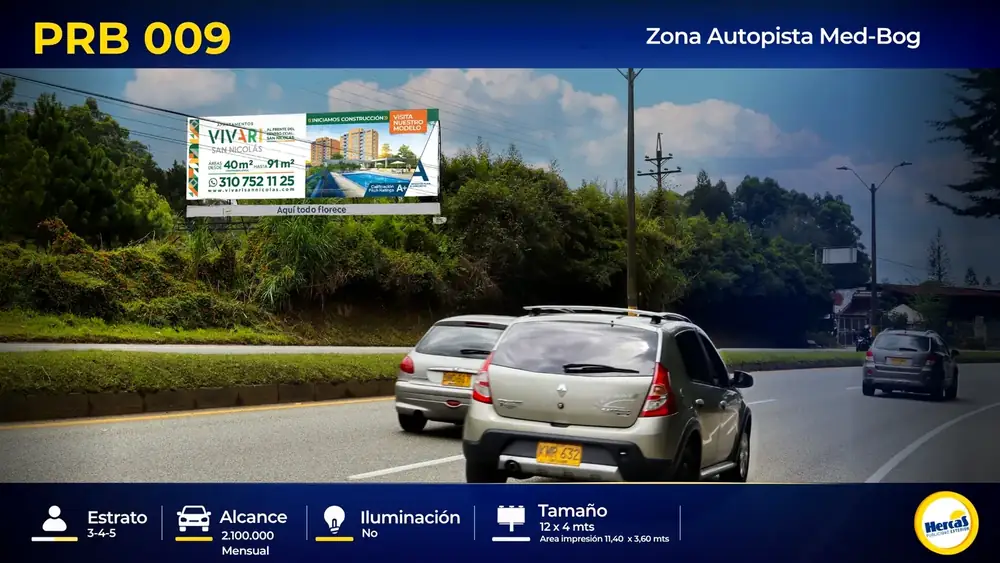 Valla PRB-009 en Autopista Medellín–Bogotá