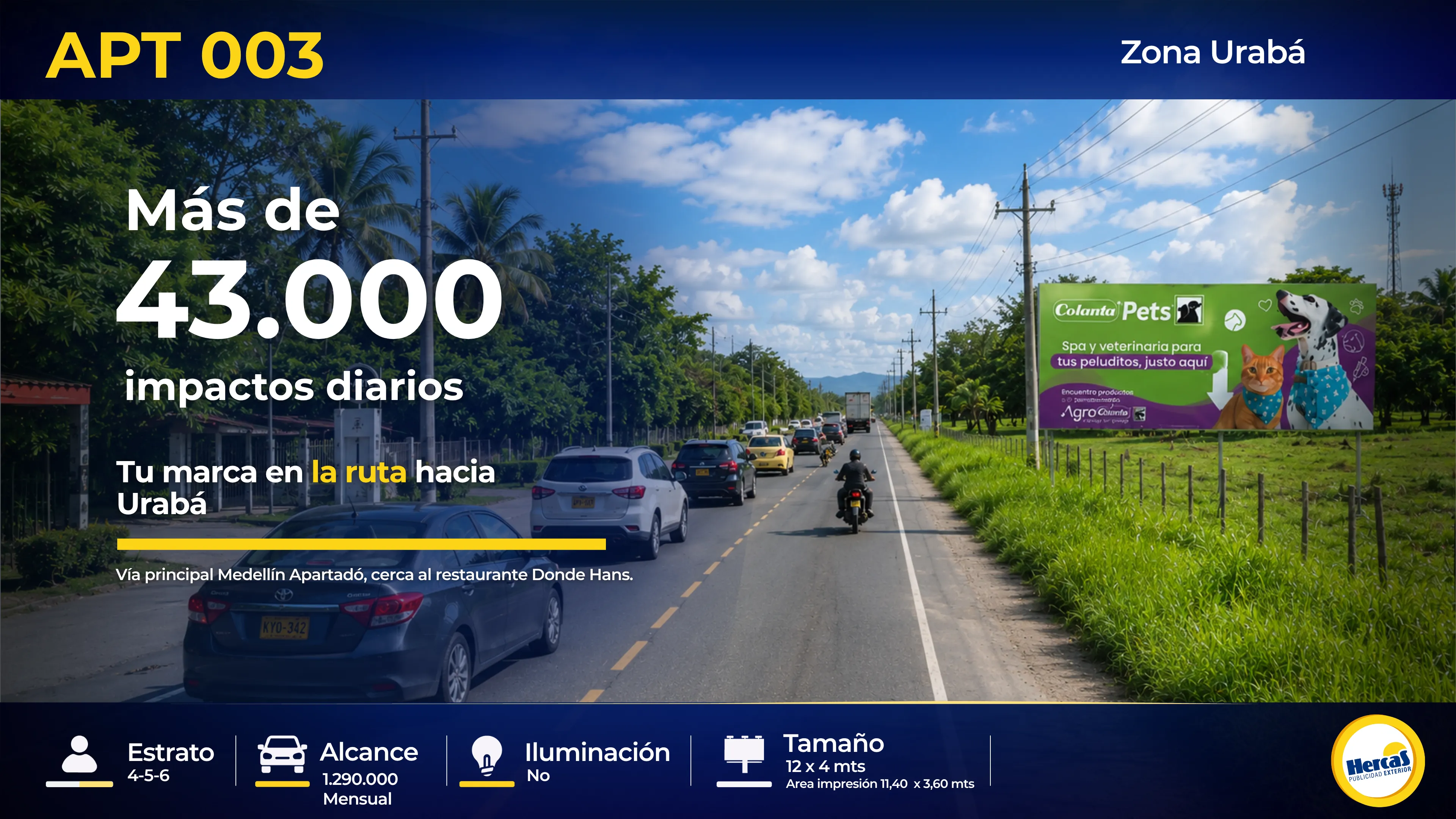 Valla publicitaria APT-003 de Hercas en Urabá