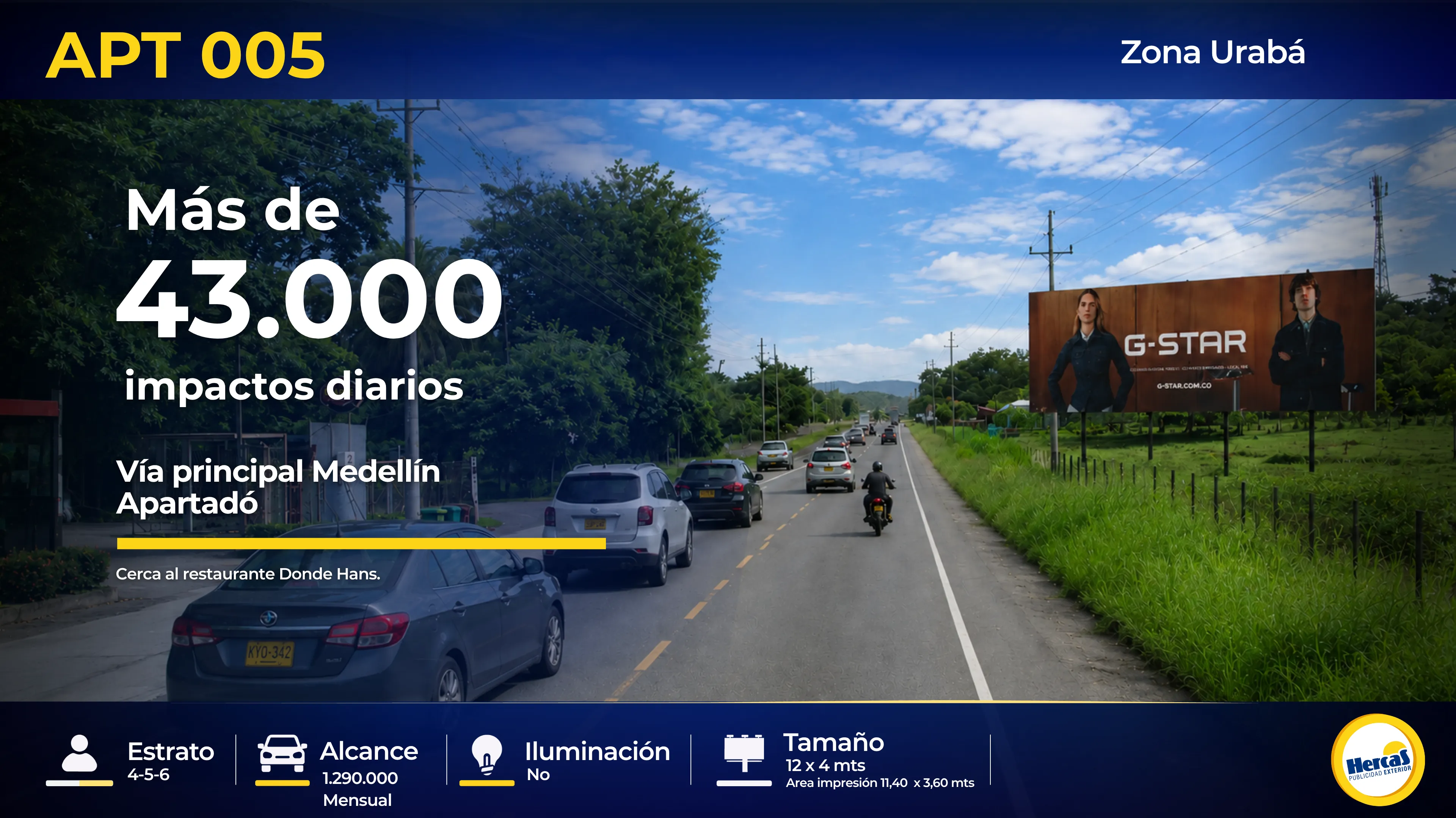 Valla publicitaria APT-005 de Hercas en Urabá