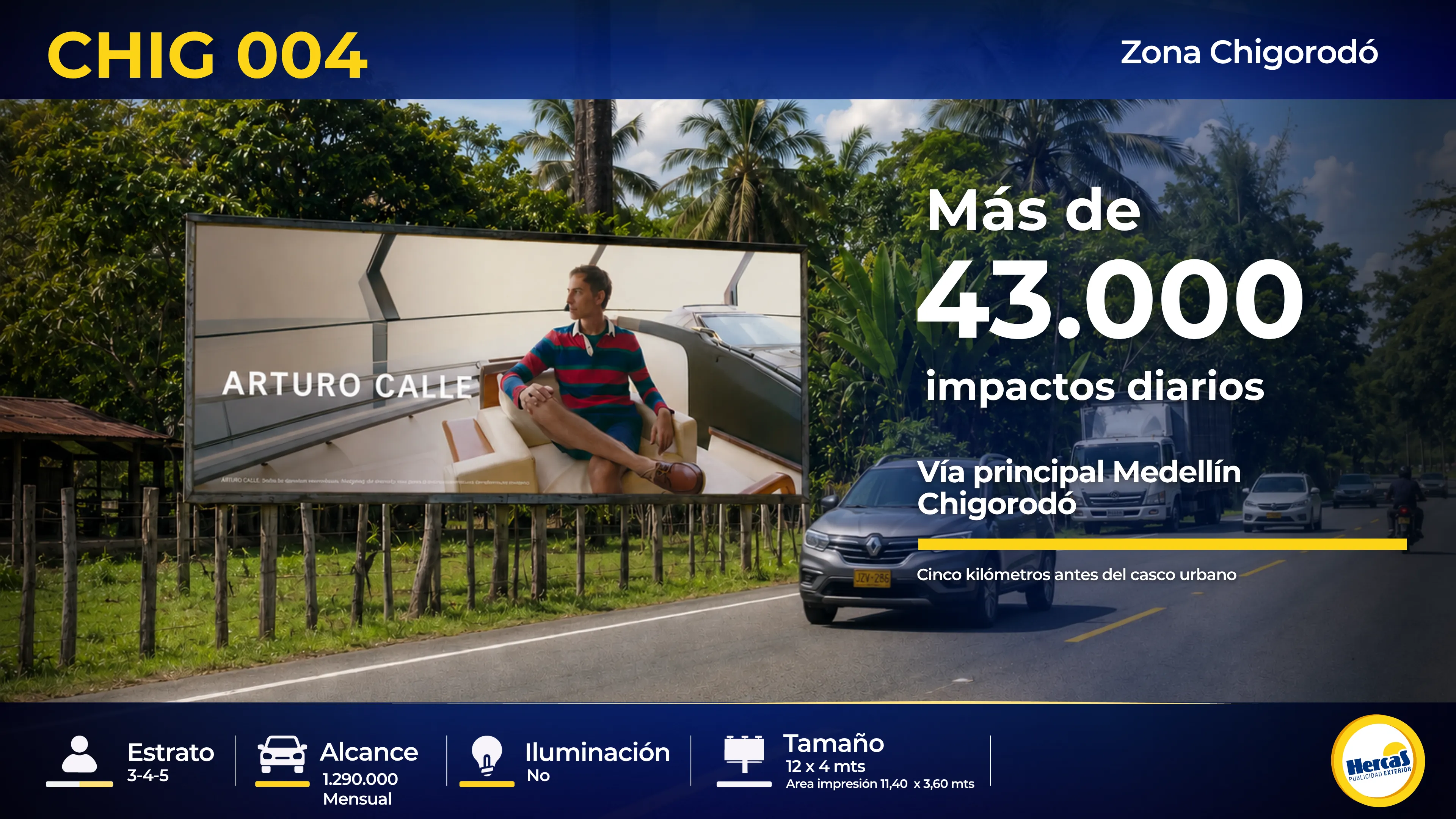 Valla publicitaria CHIG-004 de Hercas en Chigorodó