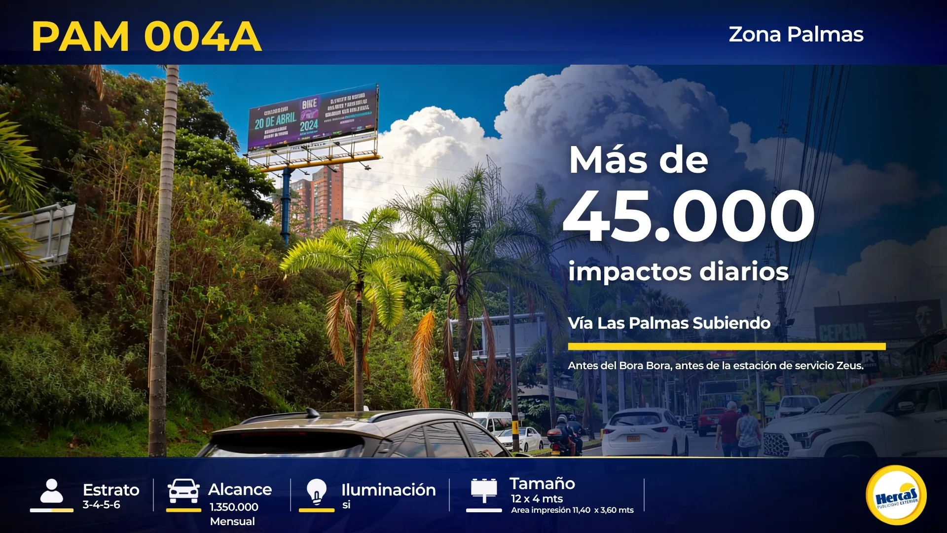 Valla publicitaria PAM-004A de Hercas en Vía Las Palmas