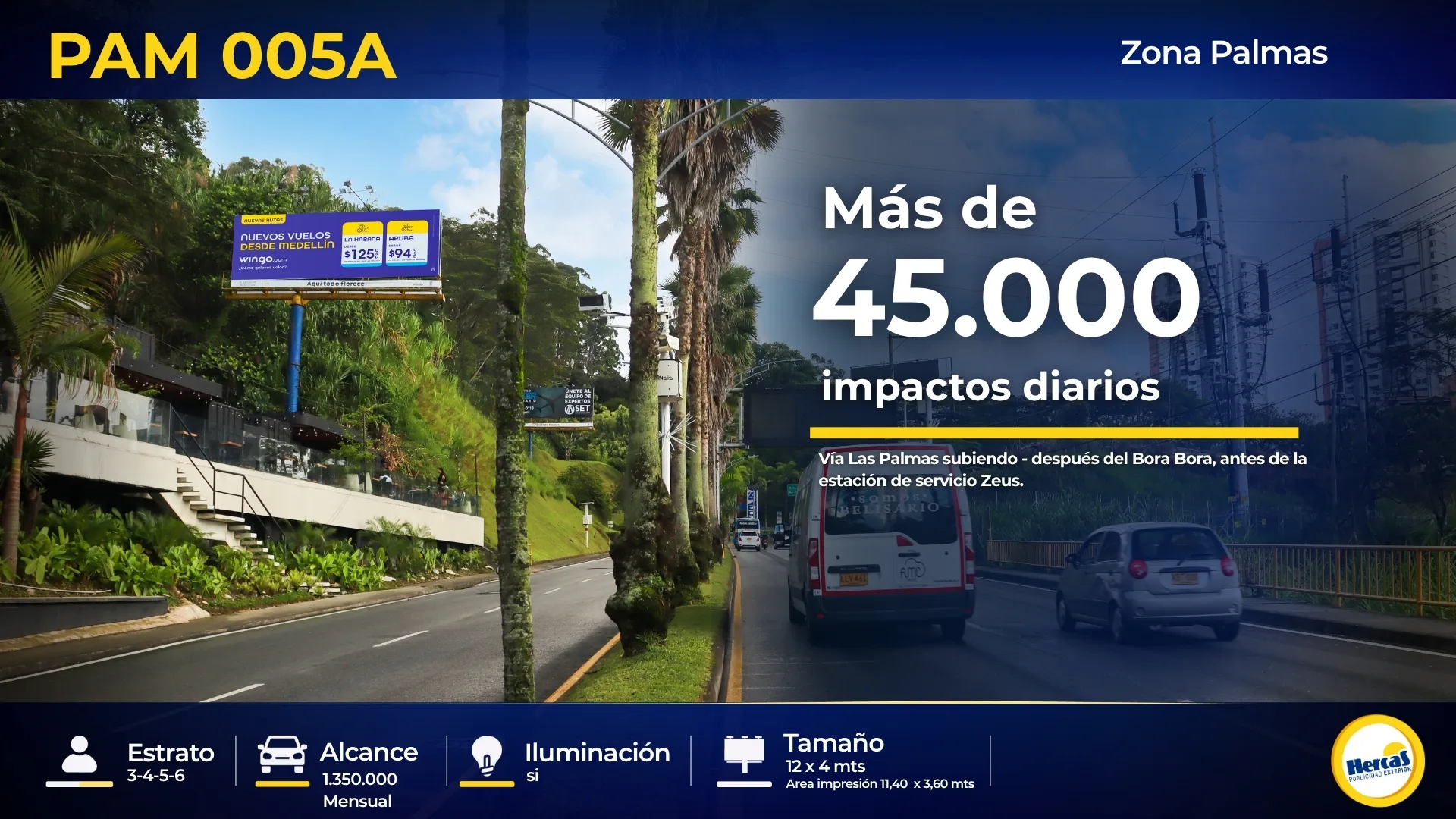 Valla publicitaria PAM-005A de Hercas en Vía Las Palmas