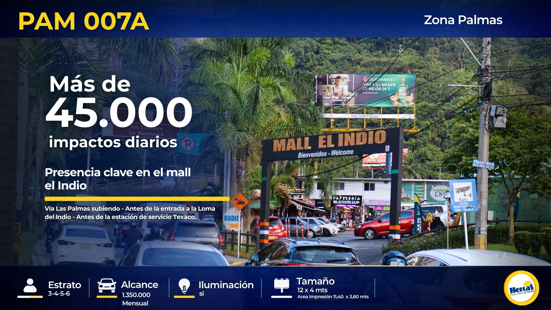 Valla publicitaria PAM-007A de Hercas en Vía Las Palmas