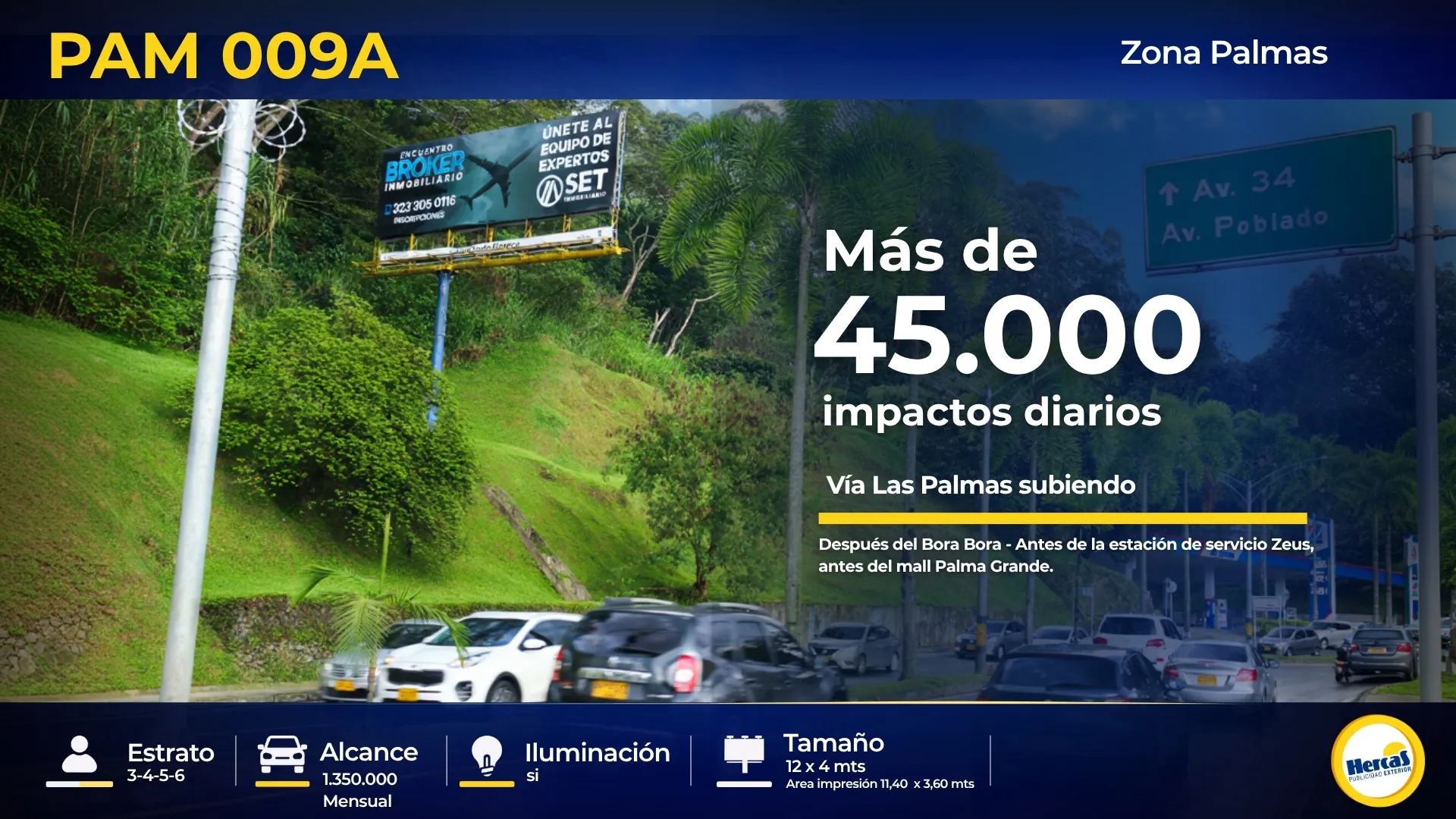 Valla publicitaria PAM-009A de Hercas en Vía Las Palmas