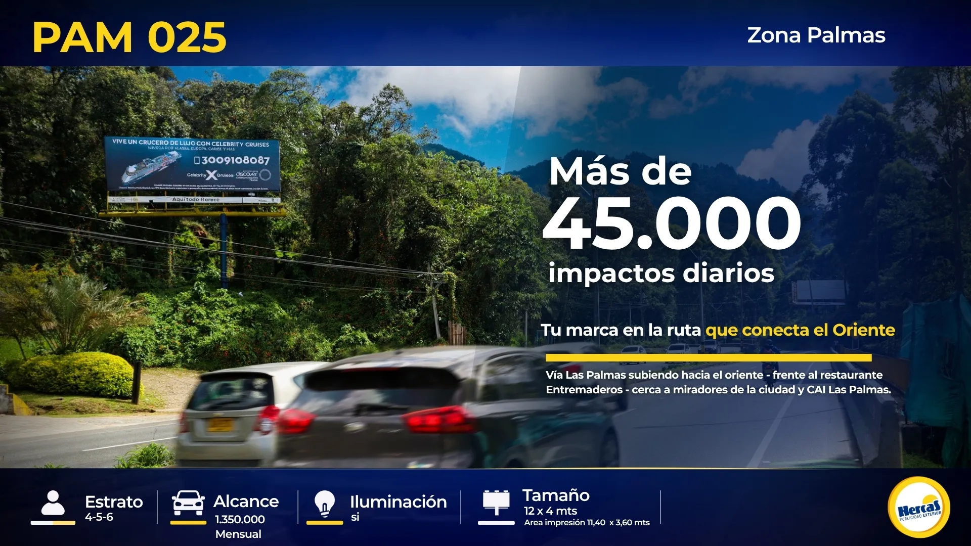 Valla publicitaria PAM-025 de Hercas en Vía Las Palmas