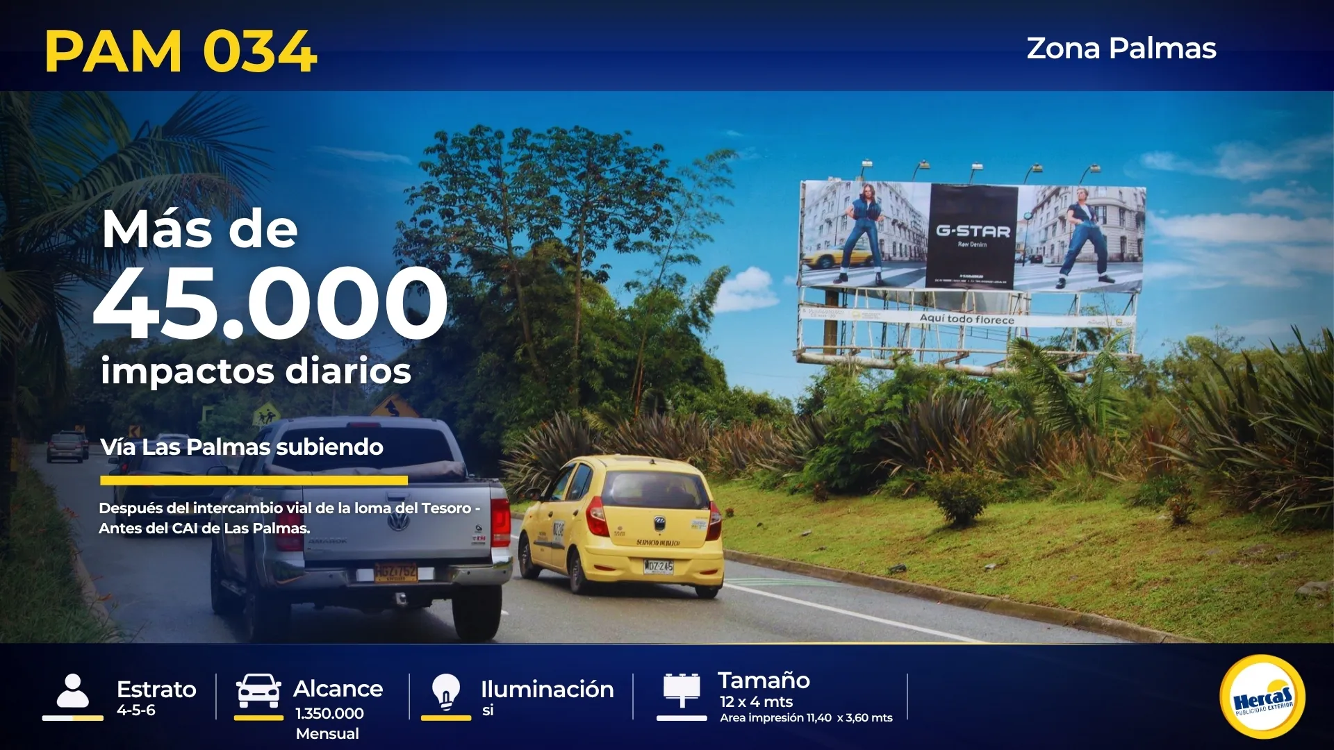 Valla publicitaria PAM-034 de Hercas en Vía Las Palmas