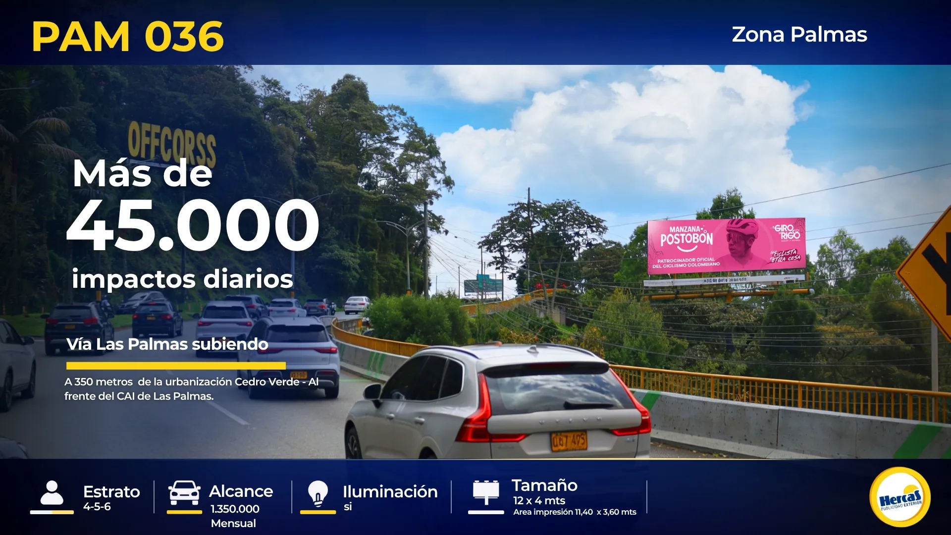 Valla publicitaria PAM-036 de Hercas en Vía Las Palmas