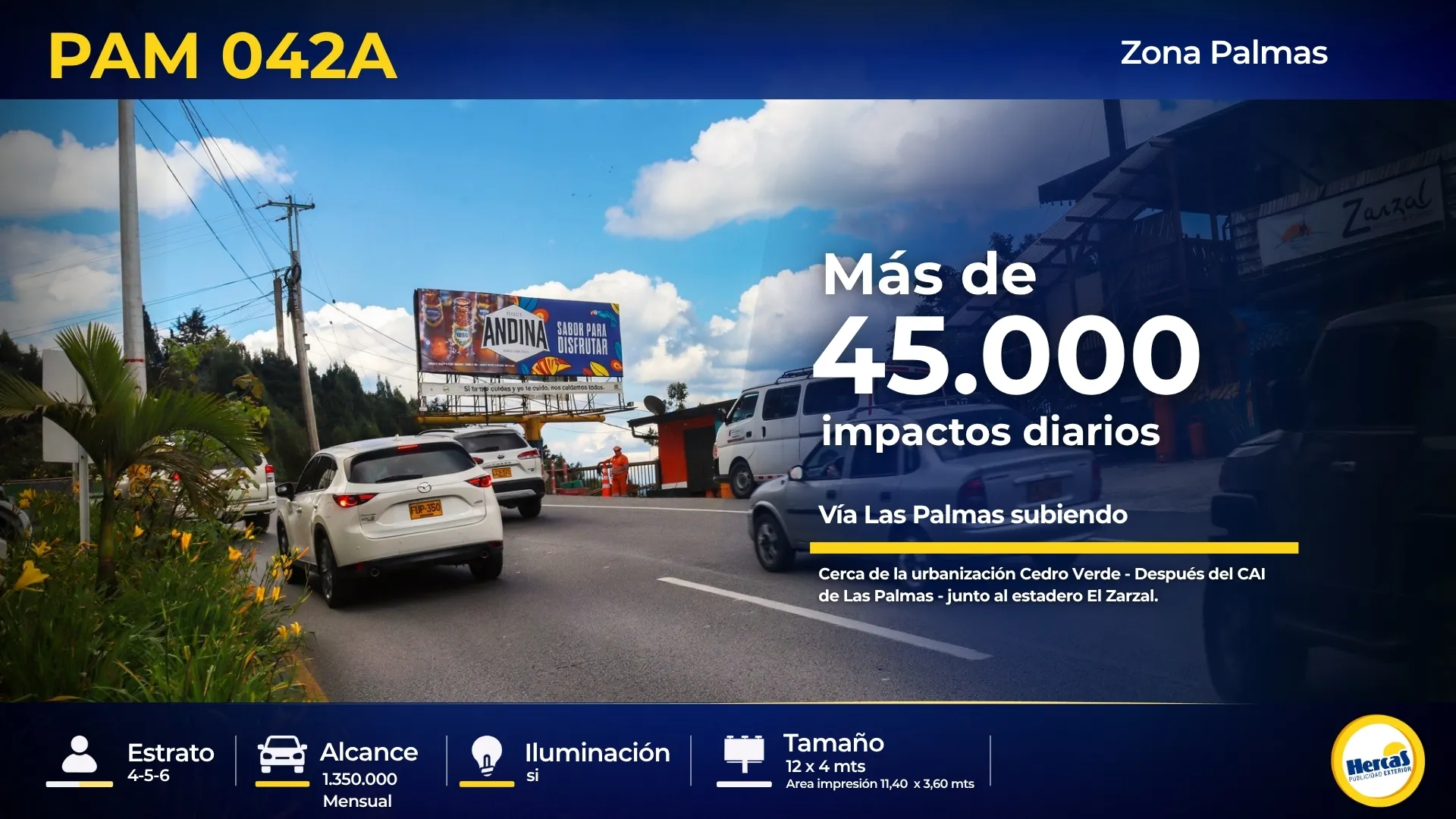 Valla publicitaria PAM-042A de Hercas en Vía Las Palmas
