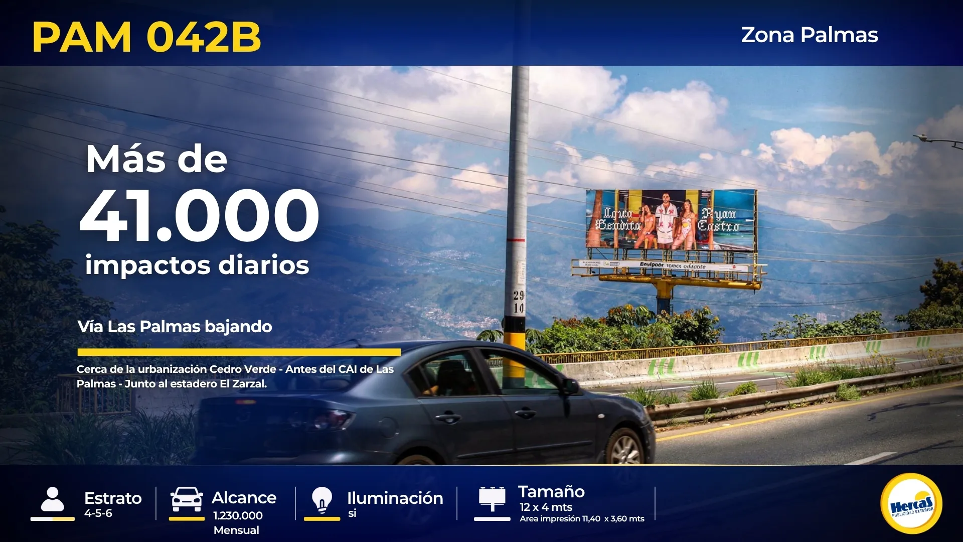 Valla publicitaria PAM-042B de Hercas en Vía Las Palmas
