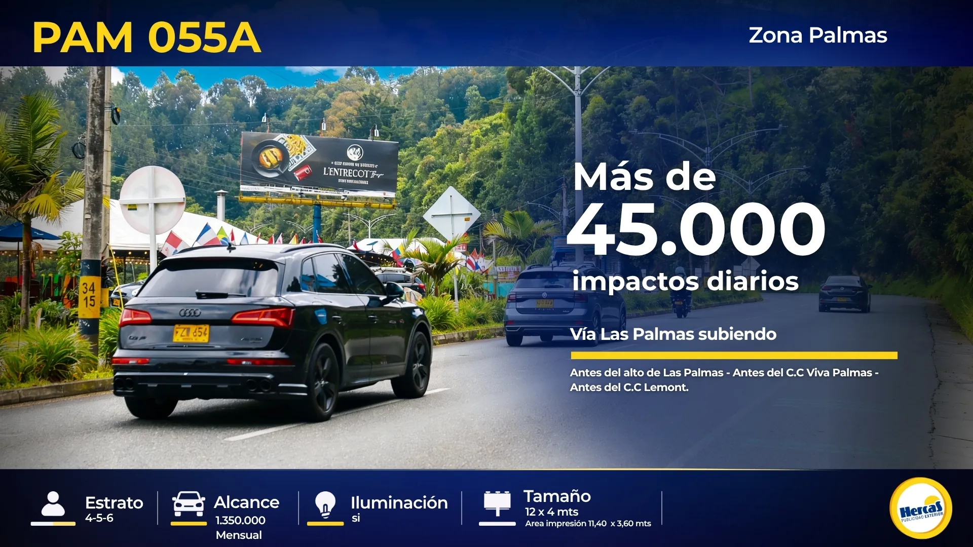Valla publicitaria PAM-055A de Hercas en Vía Las Palmas