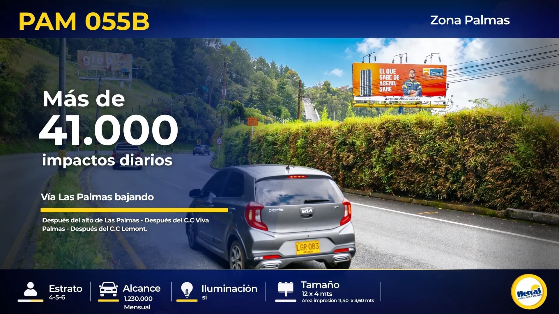 Valla publicitaria PAM-055B de Hercas en Vía Las Palmas