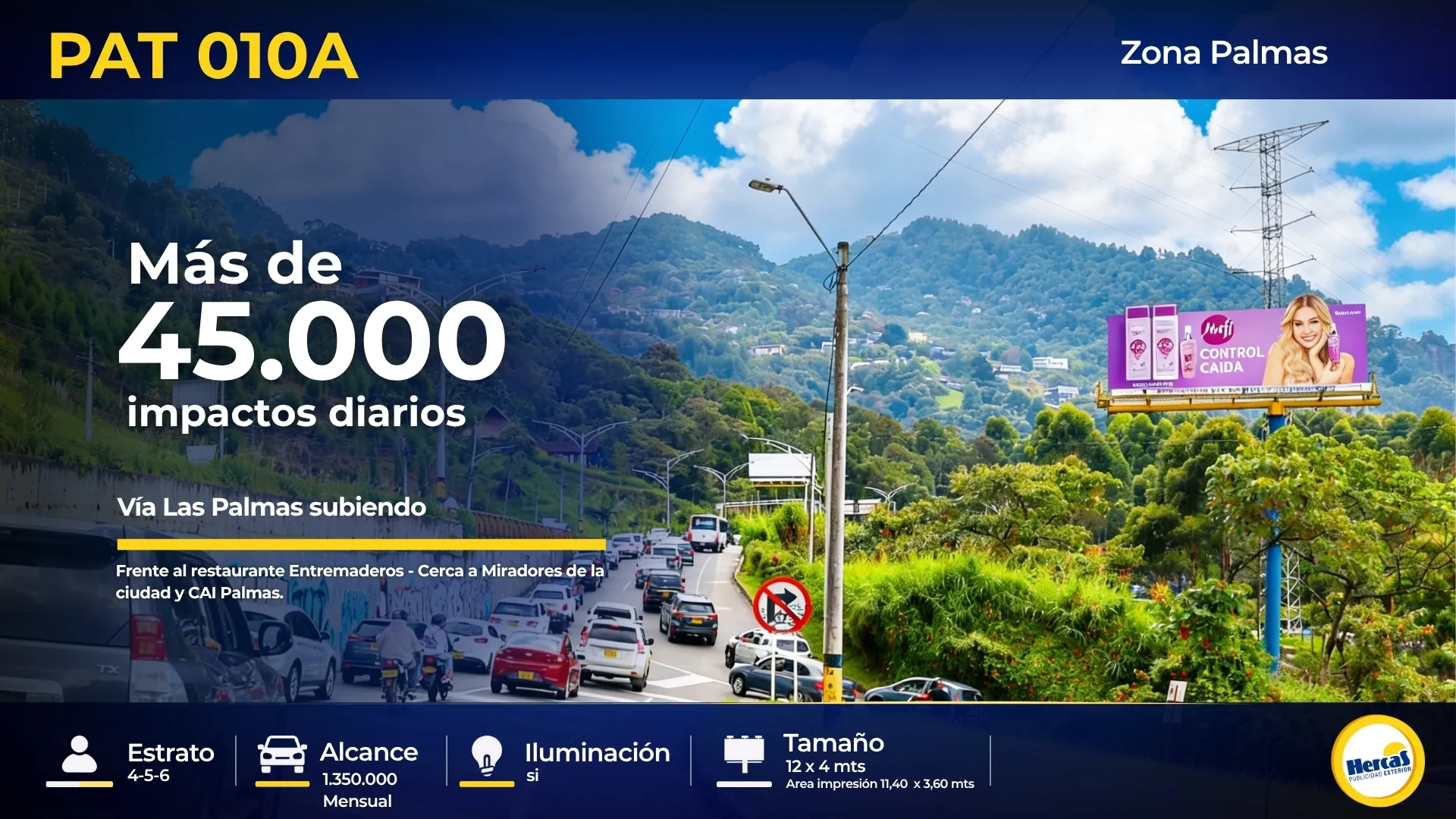 Valla publicitaria PAT-010A de Hercas en Vía Las Palmas