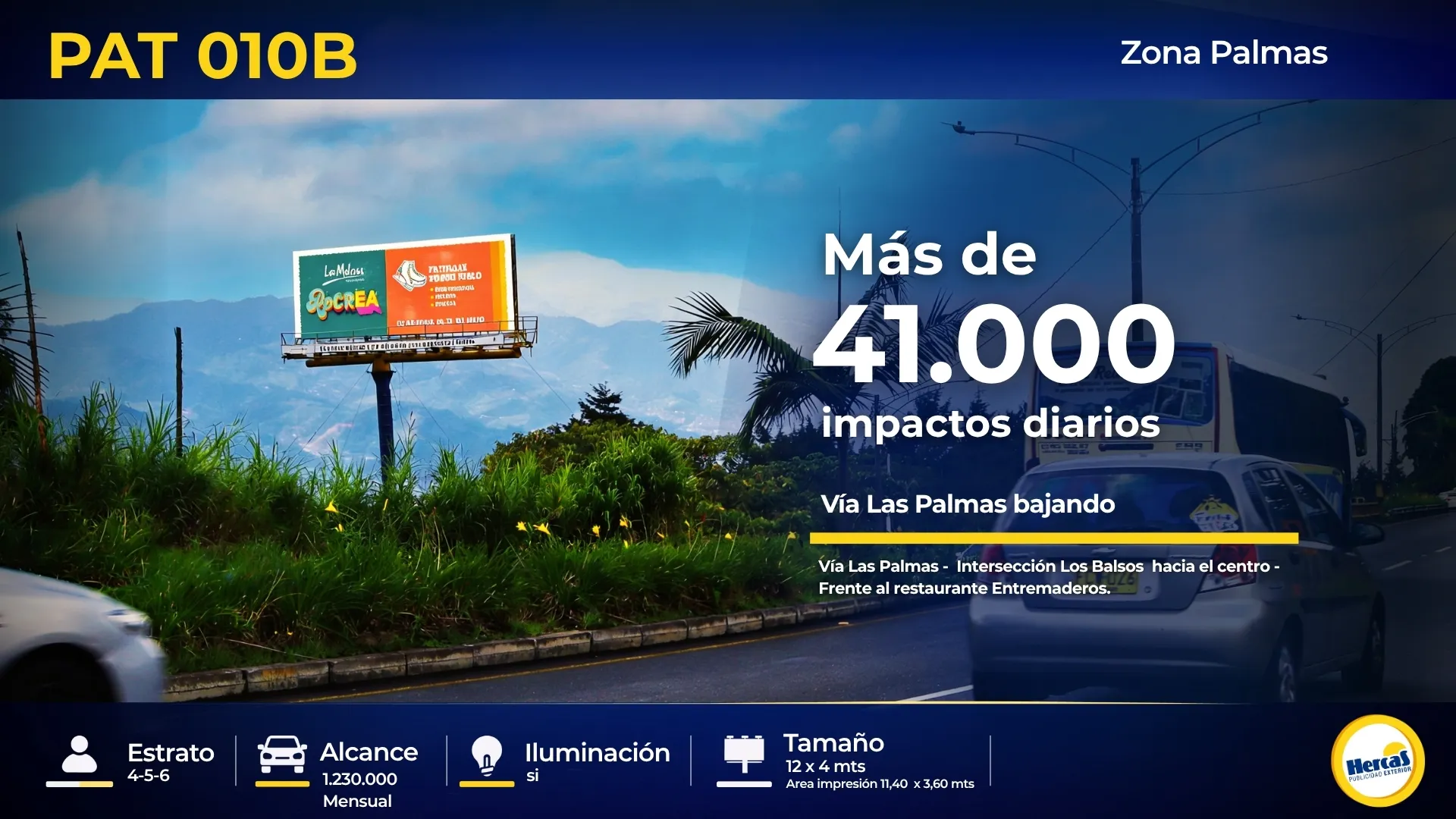 Valla publicitaria PAT-010B de Hercas en Vía Las Palmas