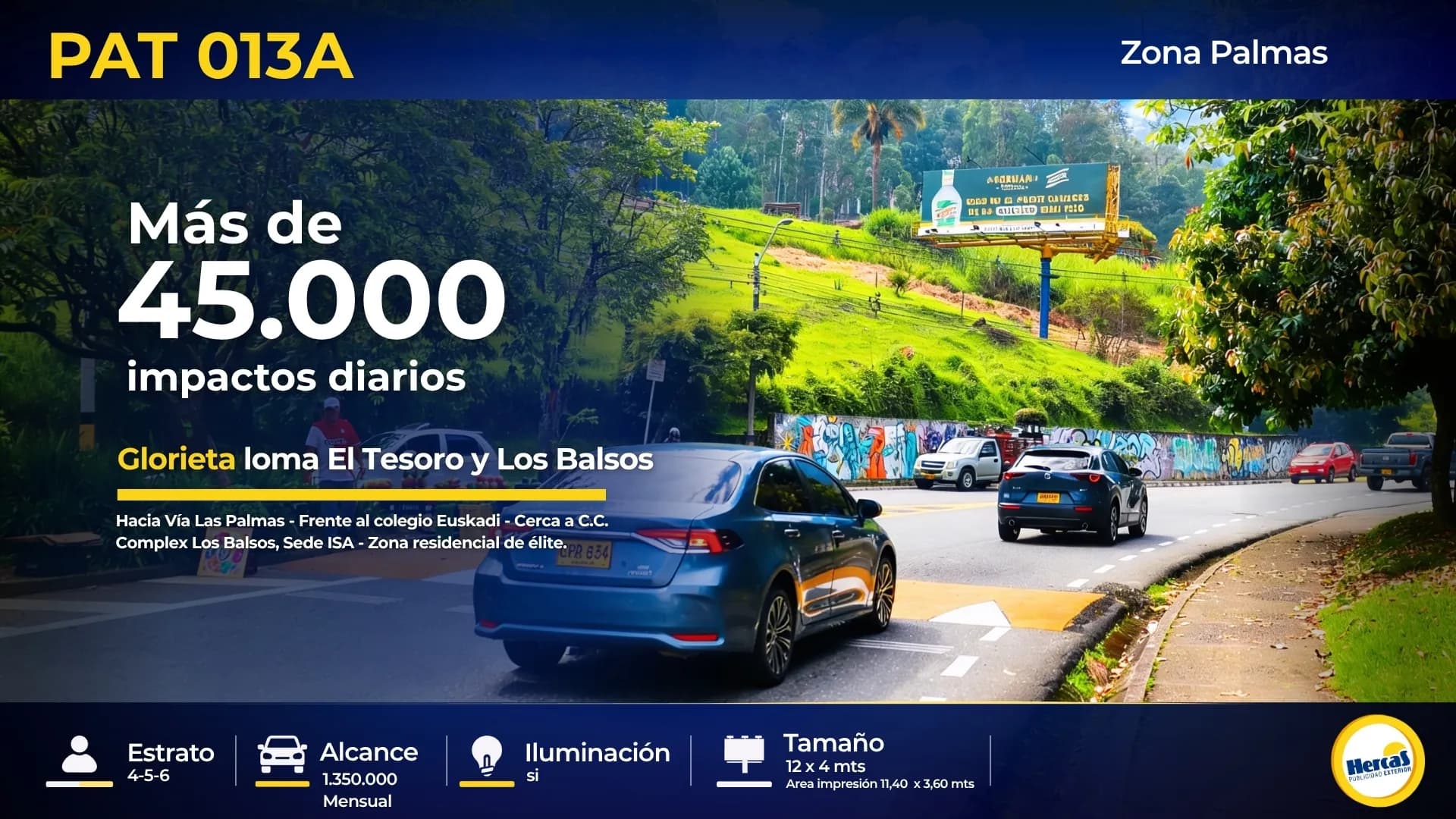 Valla publicitaria PAT-013A de Hercas en Vía Las Palmas