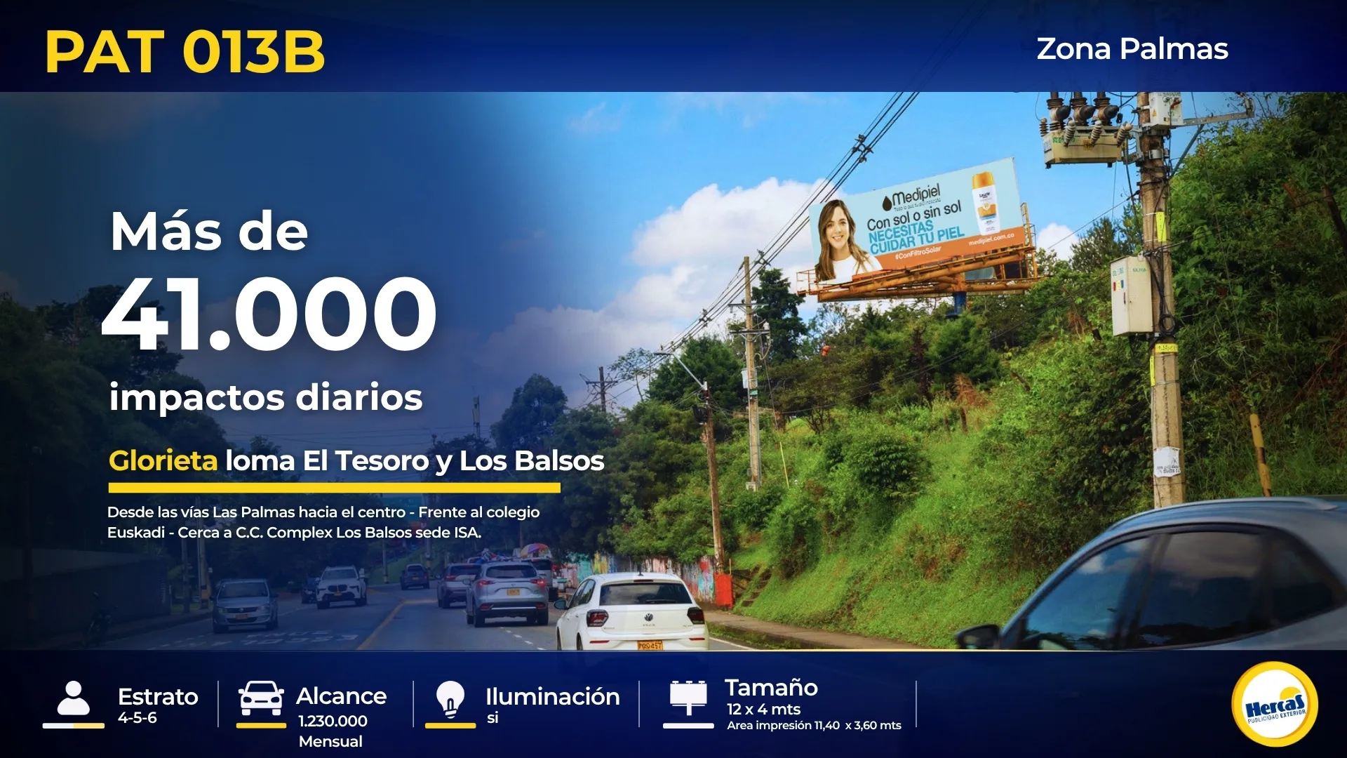 Valla publicitaria PAT-013B de Hercas en Vía Las Palmas
