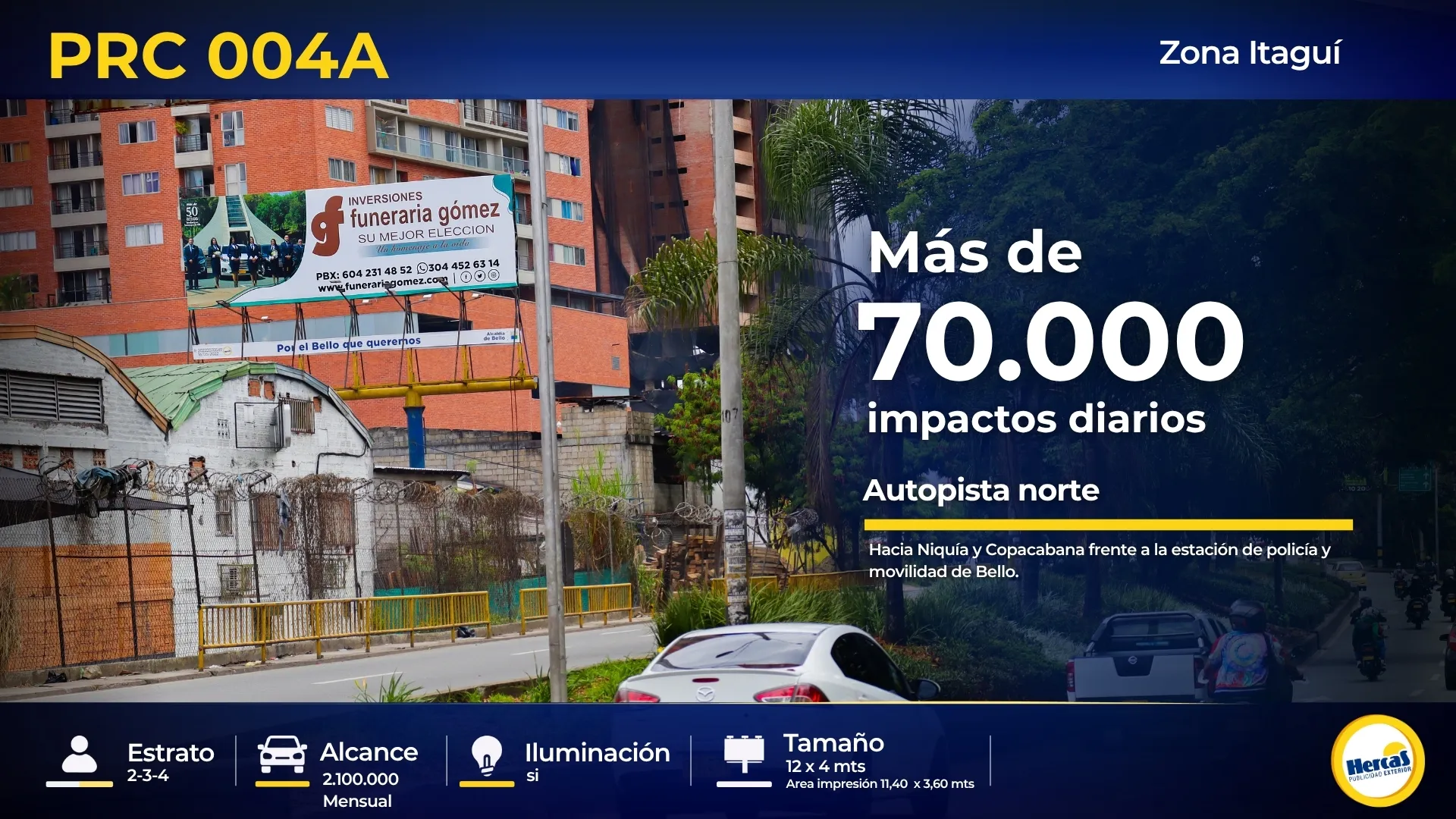 Valla publicitaria PRC-004A de Hercas en Autopista Norte