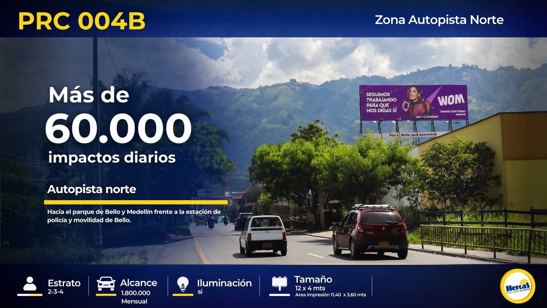 Valla publicitaria PRC-004B de Hercas en Autopista Norte
