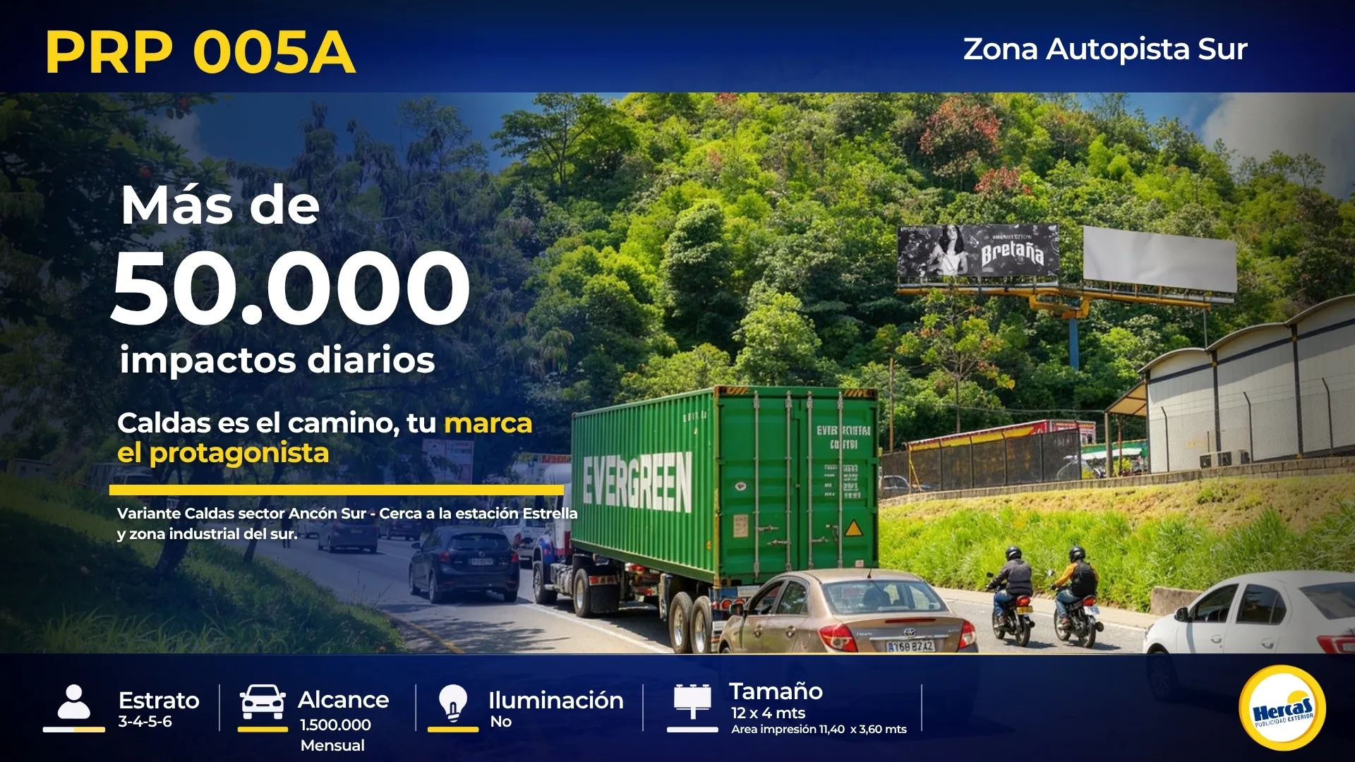 Valla publicitaria PRP-005A de Hercas en Caldas