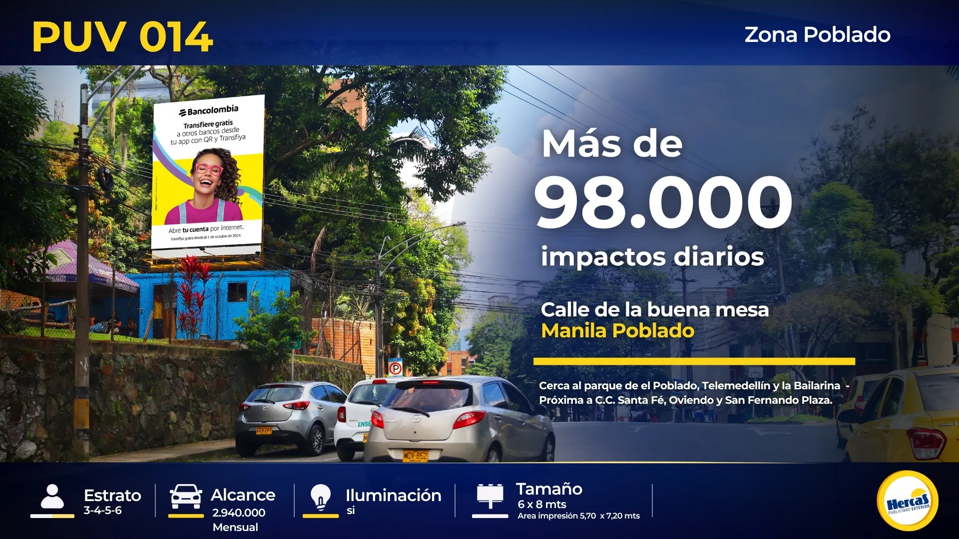 Valla publicitaria PUV-014 de Hercas en El Poblado