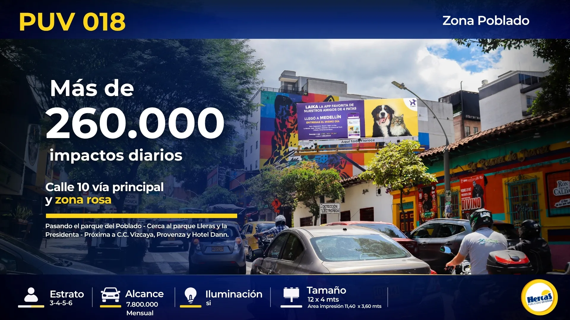 Valla publicitaria PUV-018 de Hercas en El Poblado