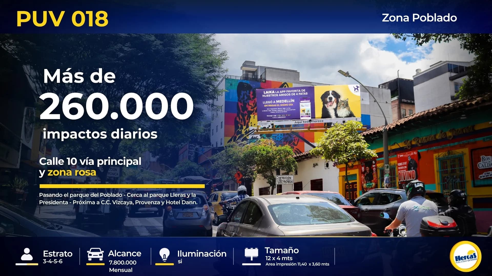 Valla publicitaria PUV-018 de Hercas en El Poblado