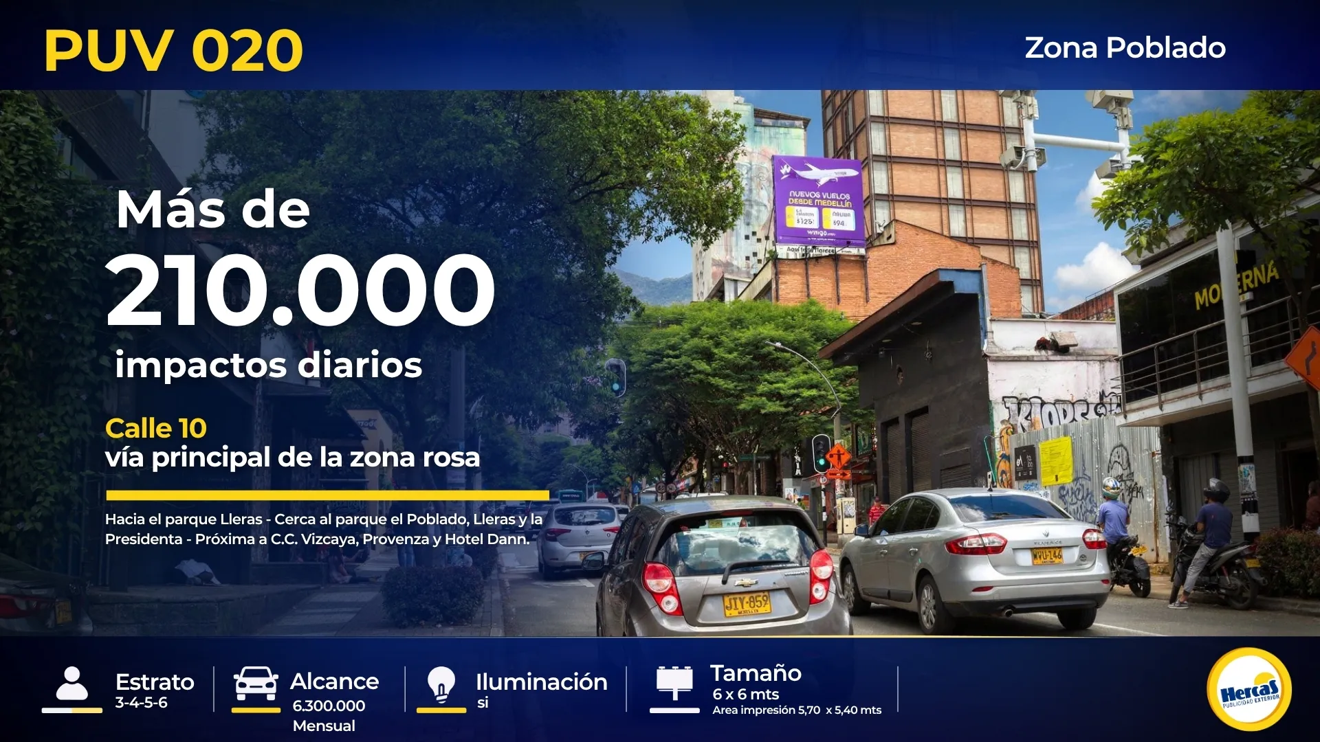 Valla publicitaria PUV-020 de Hercas en El Poblado