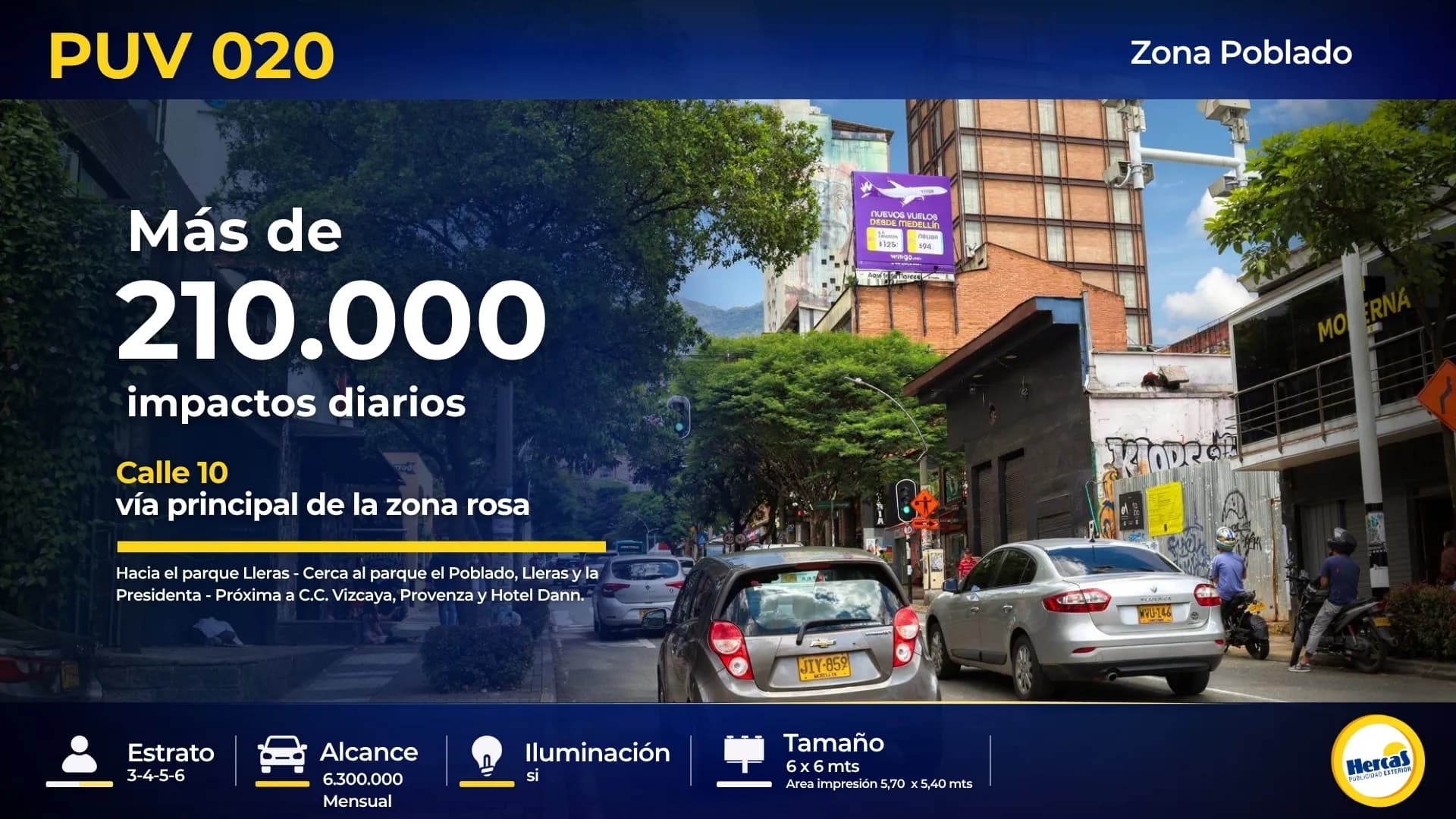 Valla publicitaria PUV-020 de Hercas en El Poblado