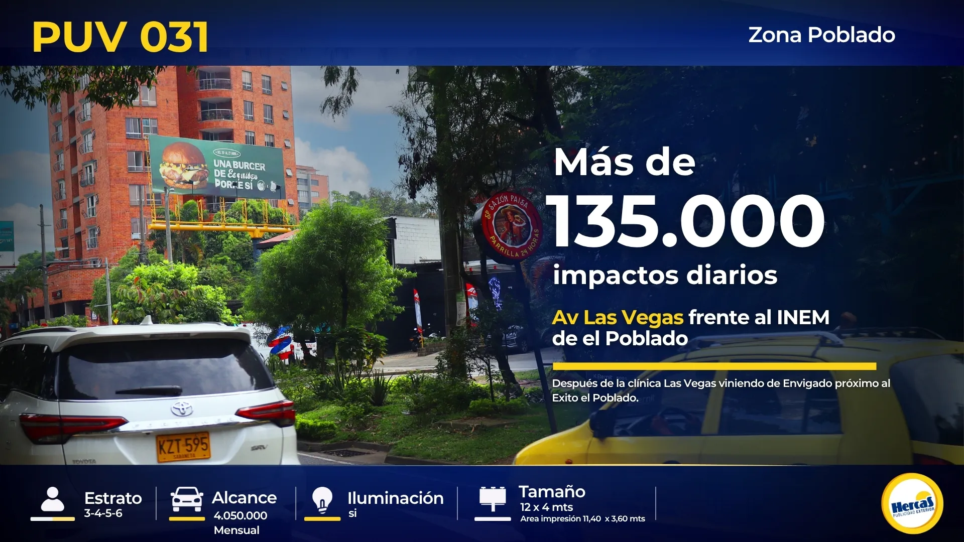 Valla publicitaria PUV-031 de Hercas en El Poblado
