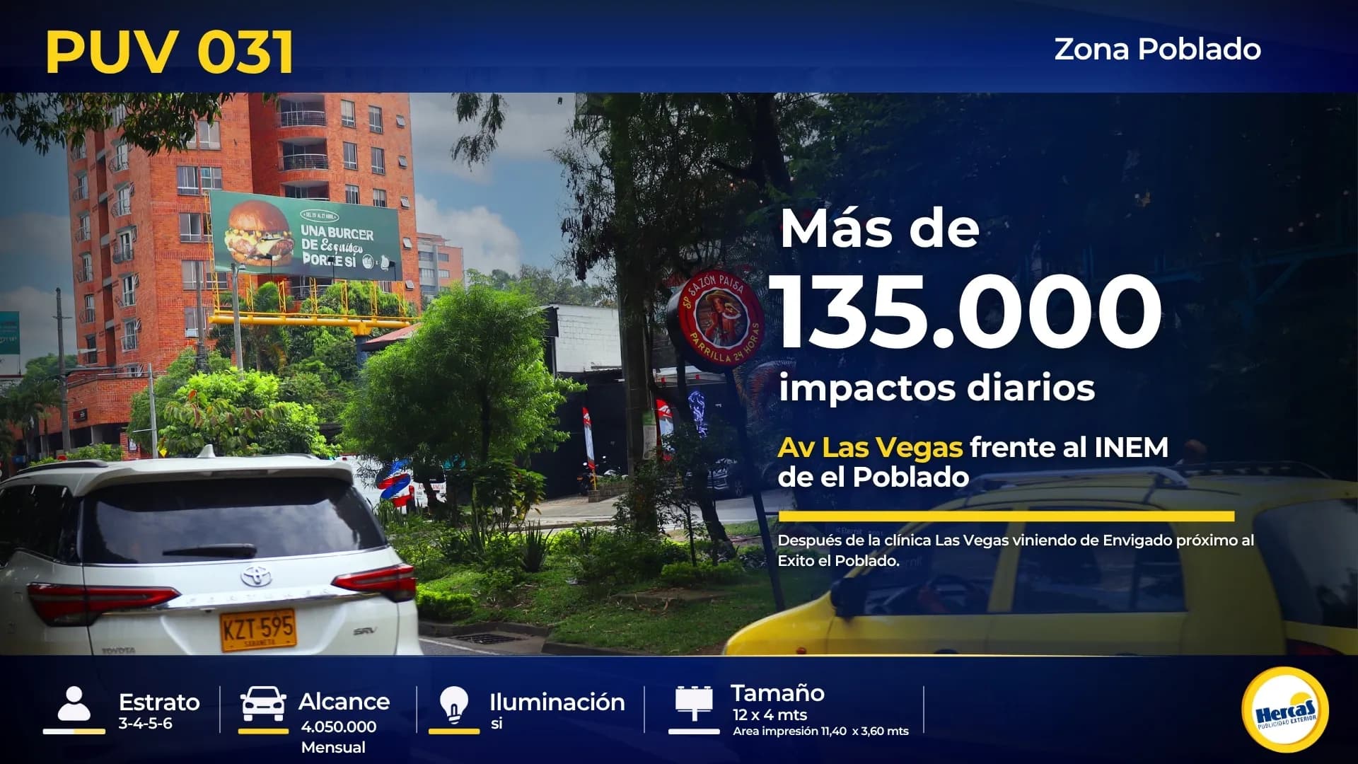 Valla publicitaria PUV-031 de Hercas en El Poblado