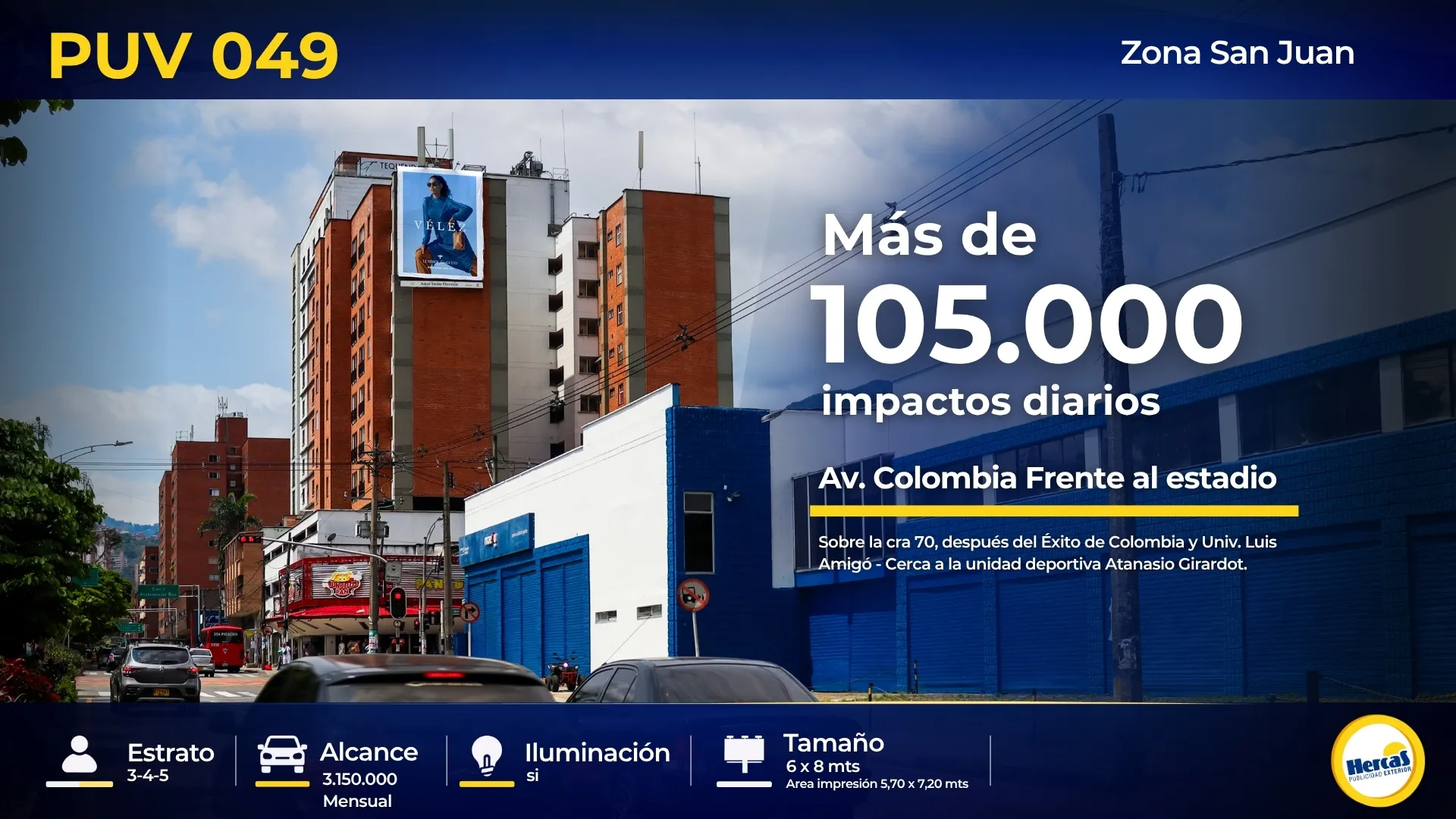 Valla publicitaria PUV-049 de Hercas en San Juan – Estadio