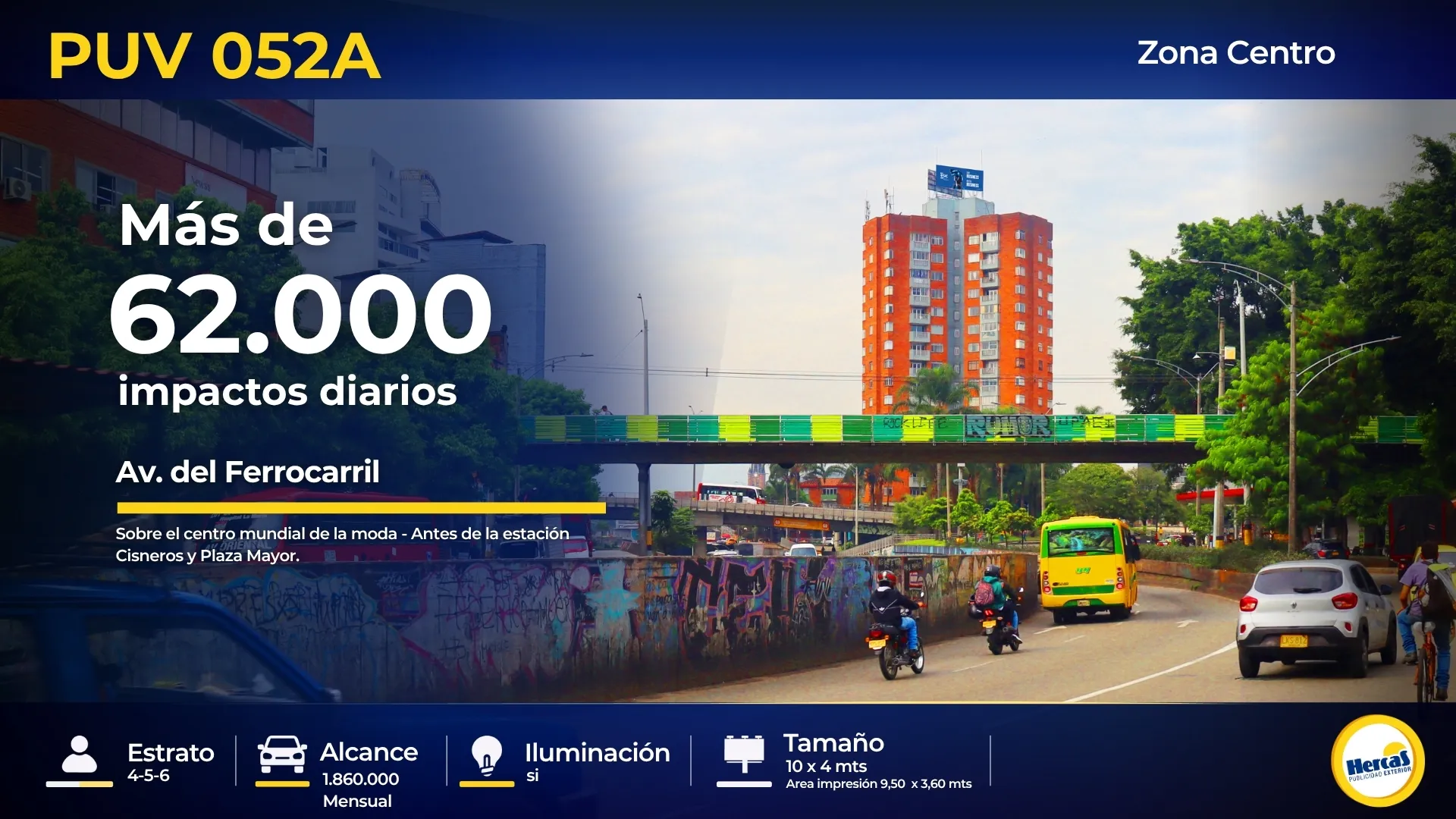 Valla publicitaria PUV-052A de Hercas en Centro de Medellín