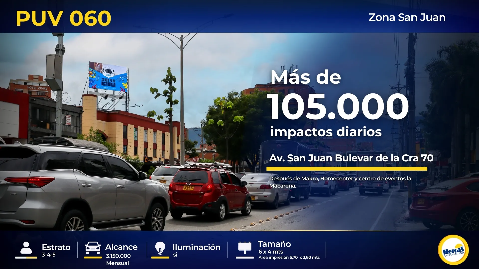 Valla publicitaria PUV-060 de Hercas en San Juan – Estadio