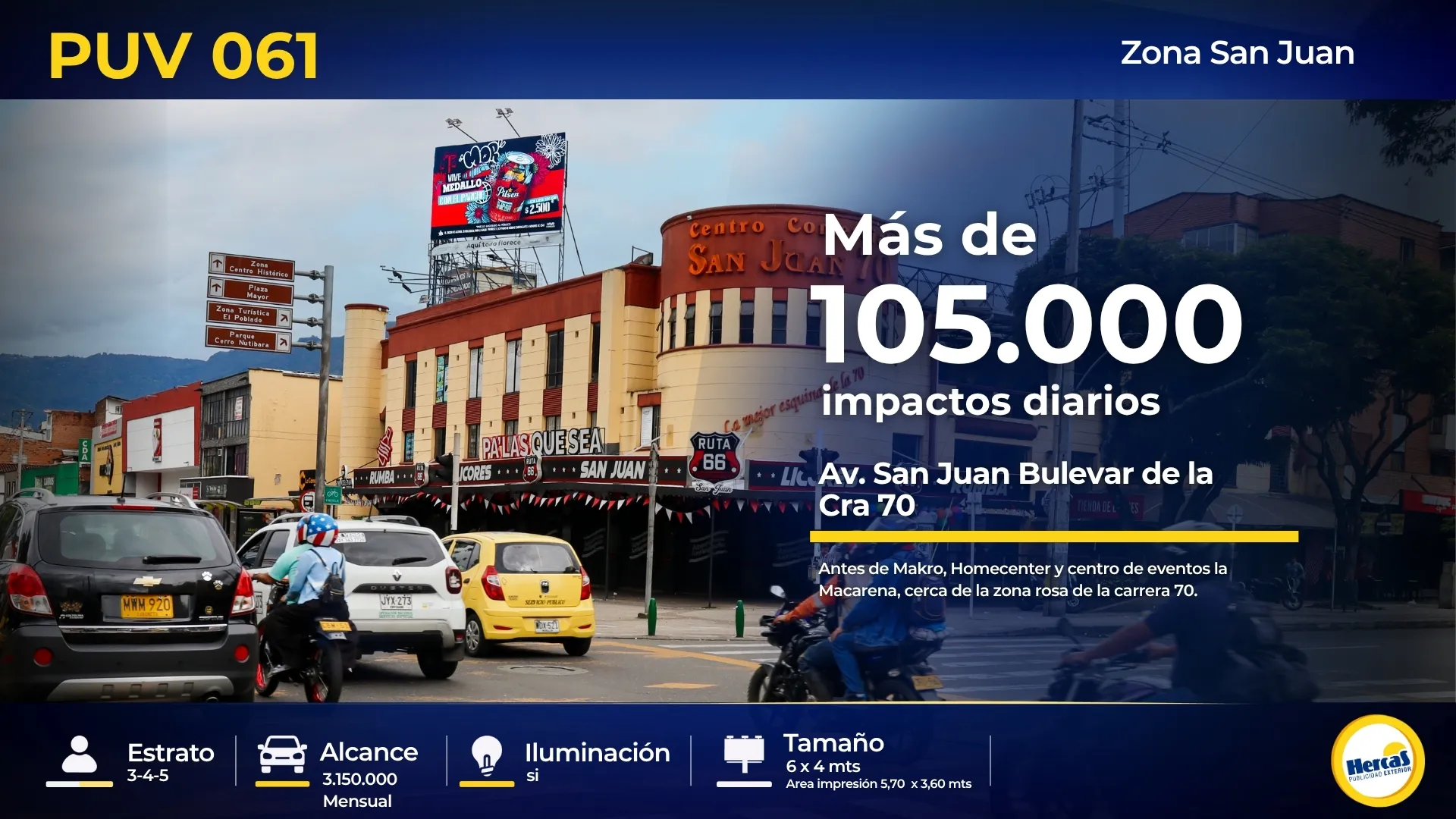 Valla publicitaria PUV-061 de Hercas en San Juan – Estadio