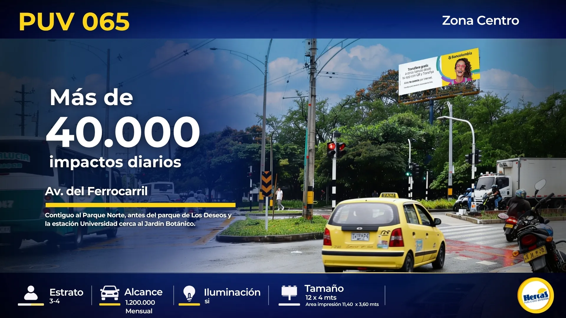 Valla publicitaria PUV-065 de Hercas en Centro de Medellín