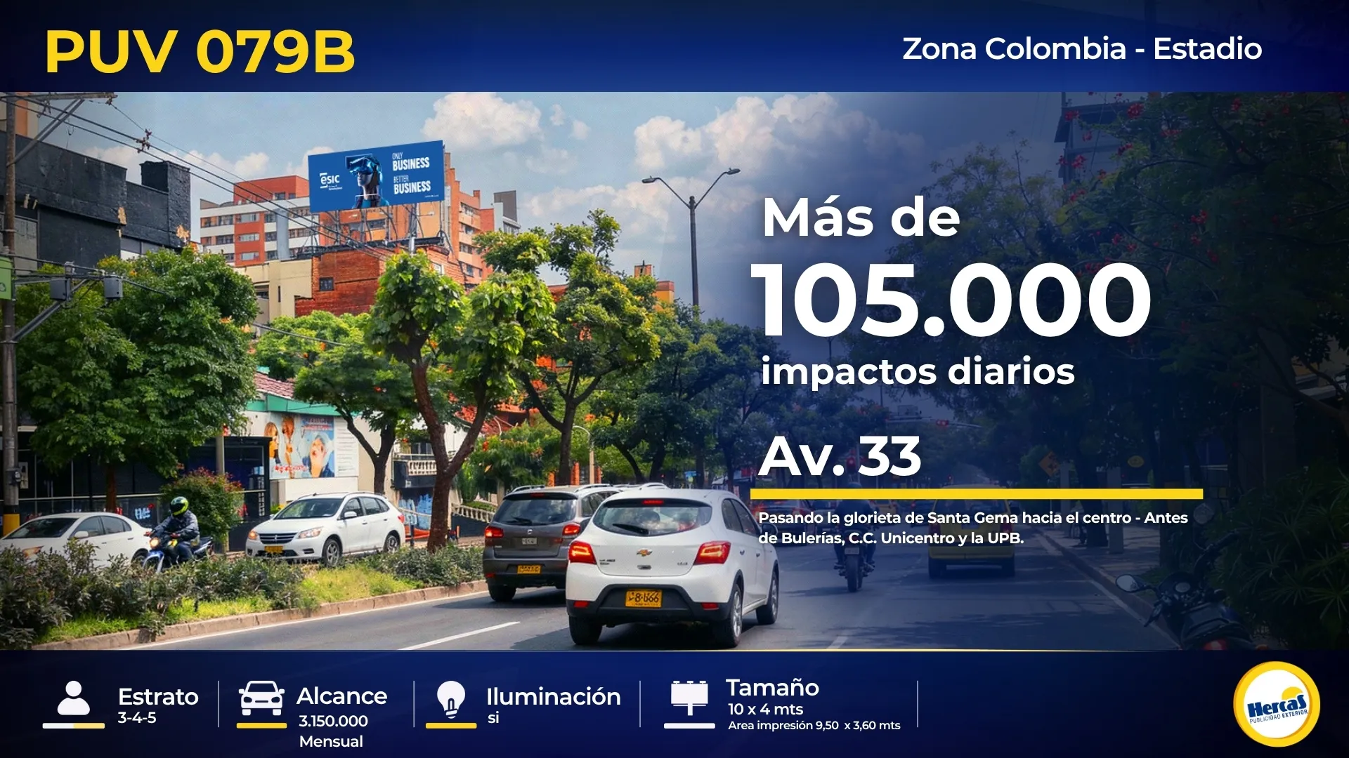 Valla publicitaria PUV-079B de Hercas en Avenida 33