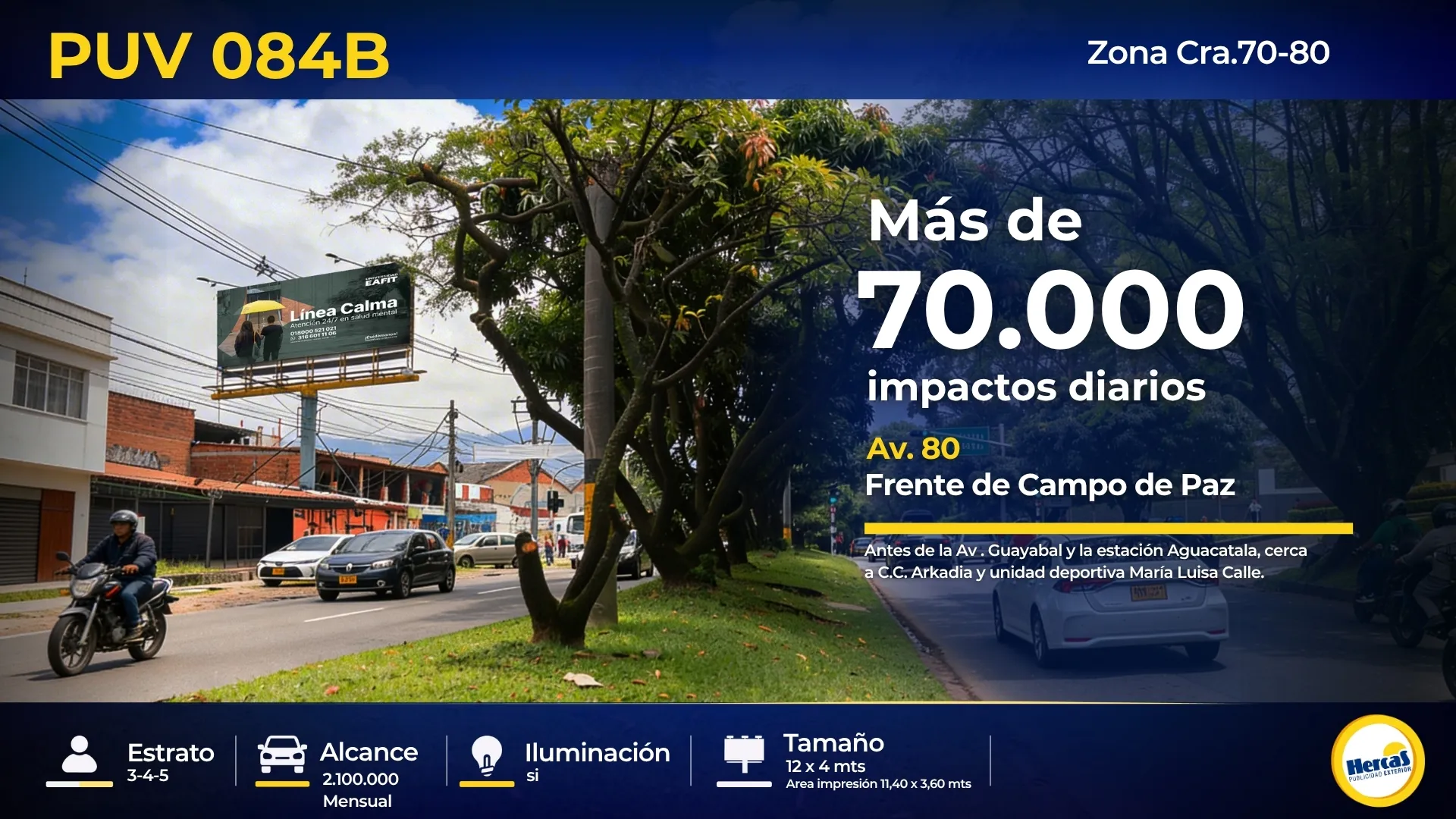 Valla publicitaria PUV-084B de Hercas en Carrera 70 – 80