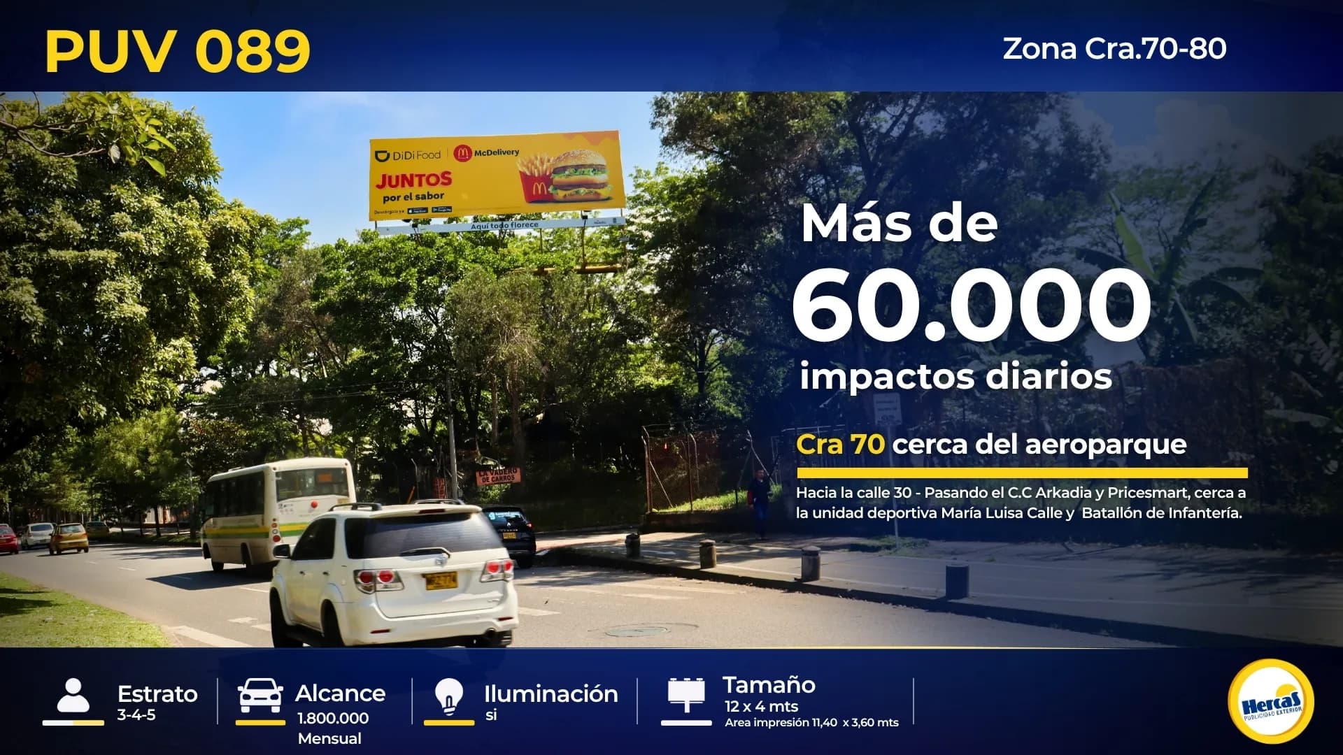 Valla publicitaria PUV-089 de Hercas en Carrera 70 – 80