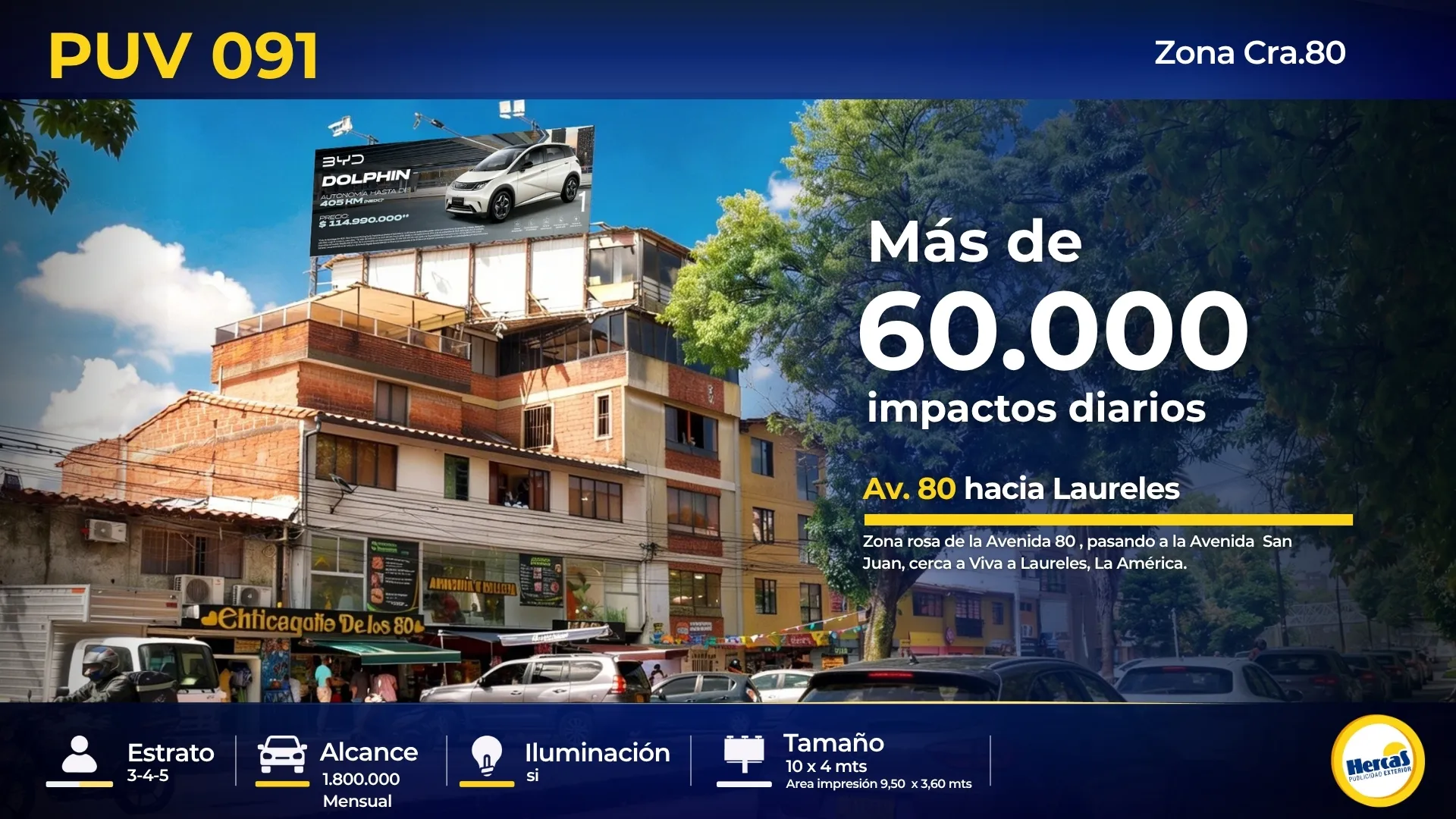 Valla publicitaria PUV-091 de Hercas en Carrera 70 – 80