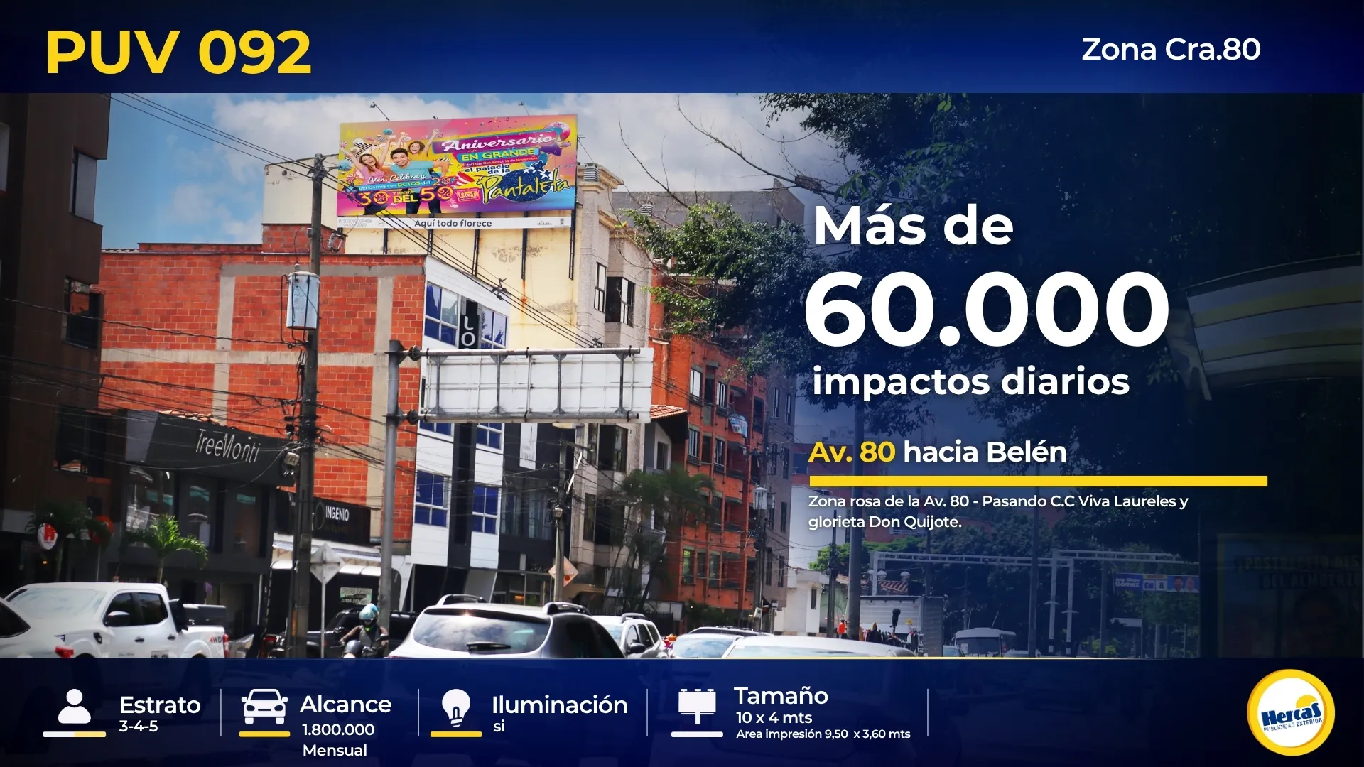 Valla publicitaria PUV-092 de Hercas en Carrera 70 – 80