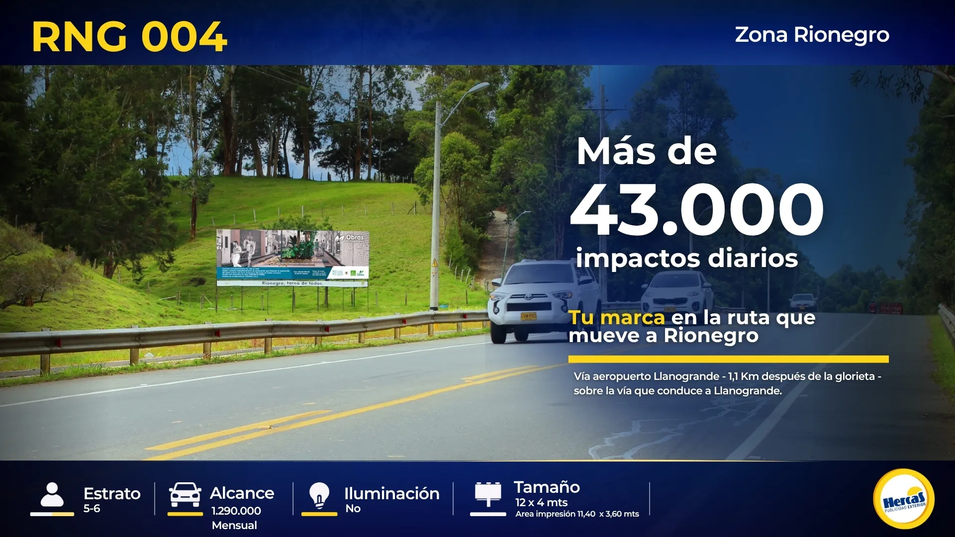 Valla publicitaria RNG-004 de Hercas en Rionegro