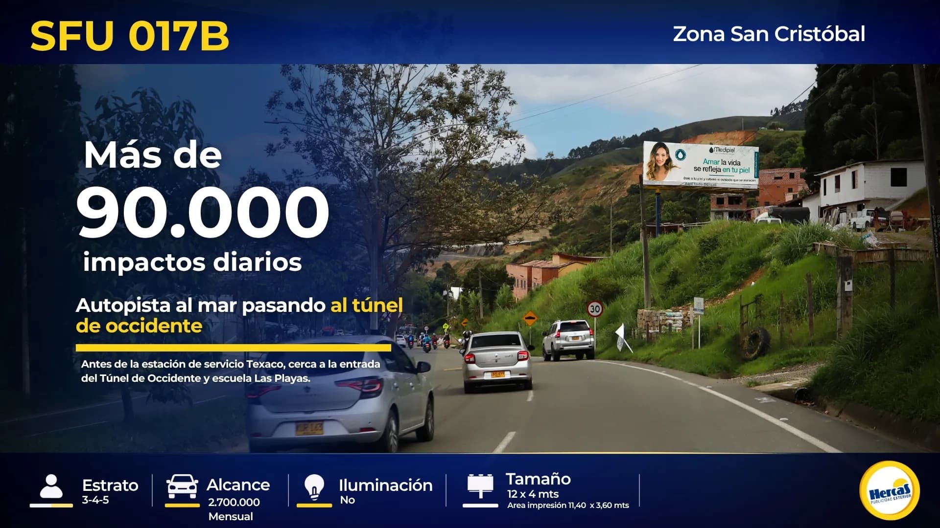 Valla publicitaria SFU-017B de Hercas en San Cristóbal