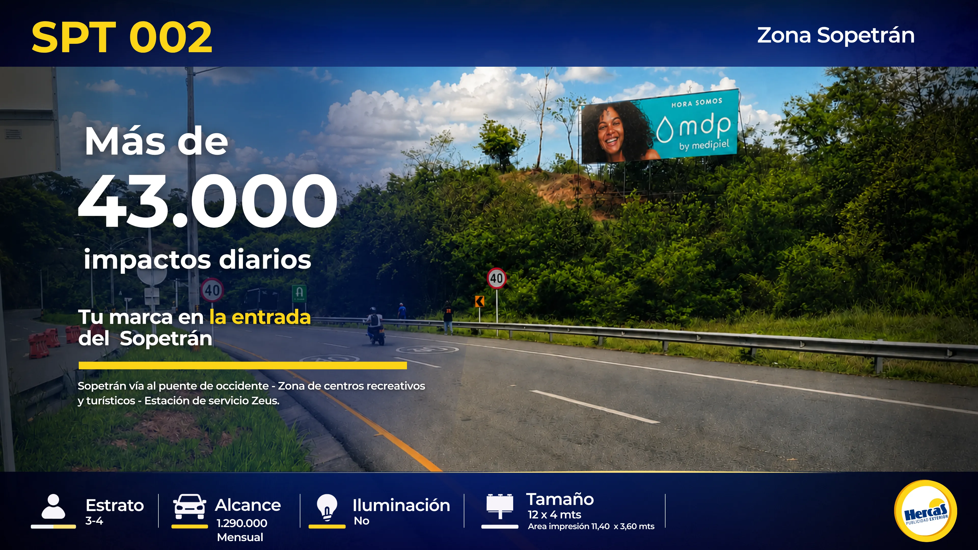 Valla publicitaria SPT-002 de Hercas en Sopetrán