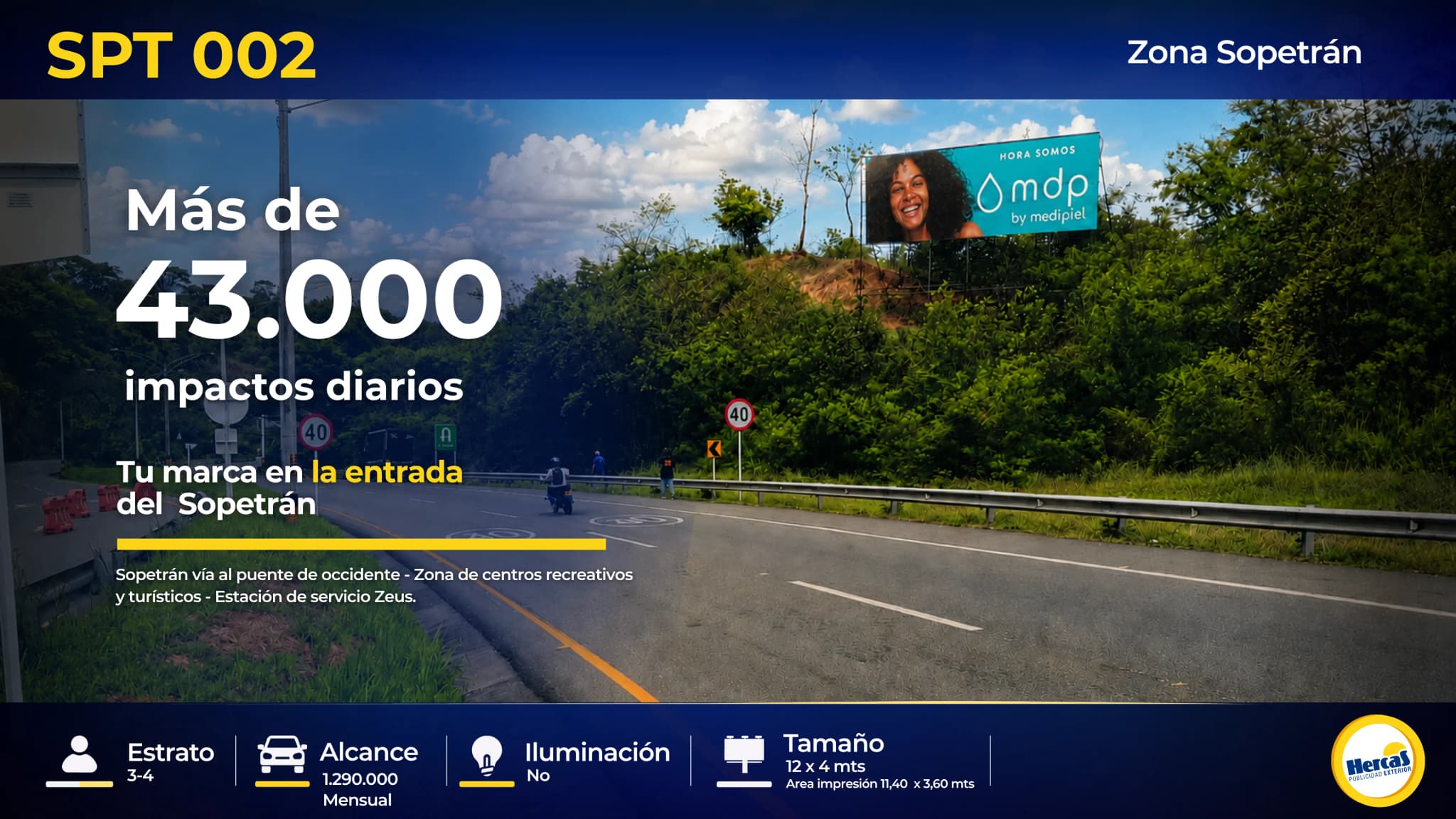 Valla publicitaria SPT-002 de Hercas en Sopetrán