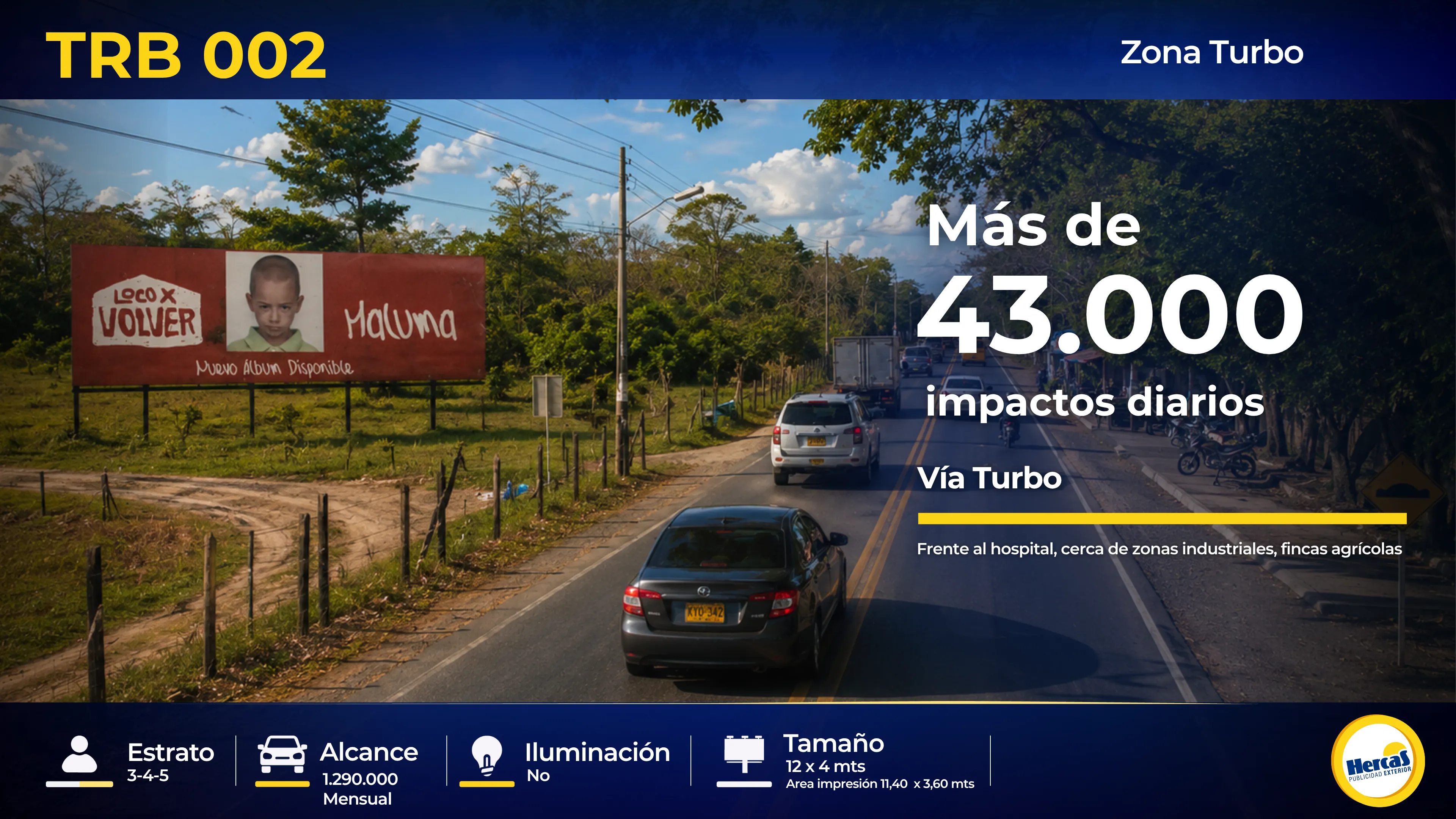 Valla publicitaria TRB-002 de Hercas en Turbo