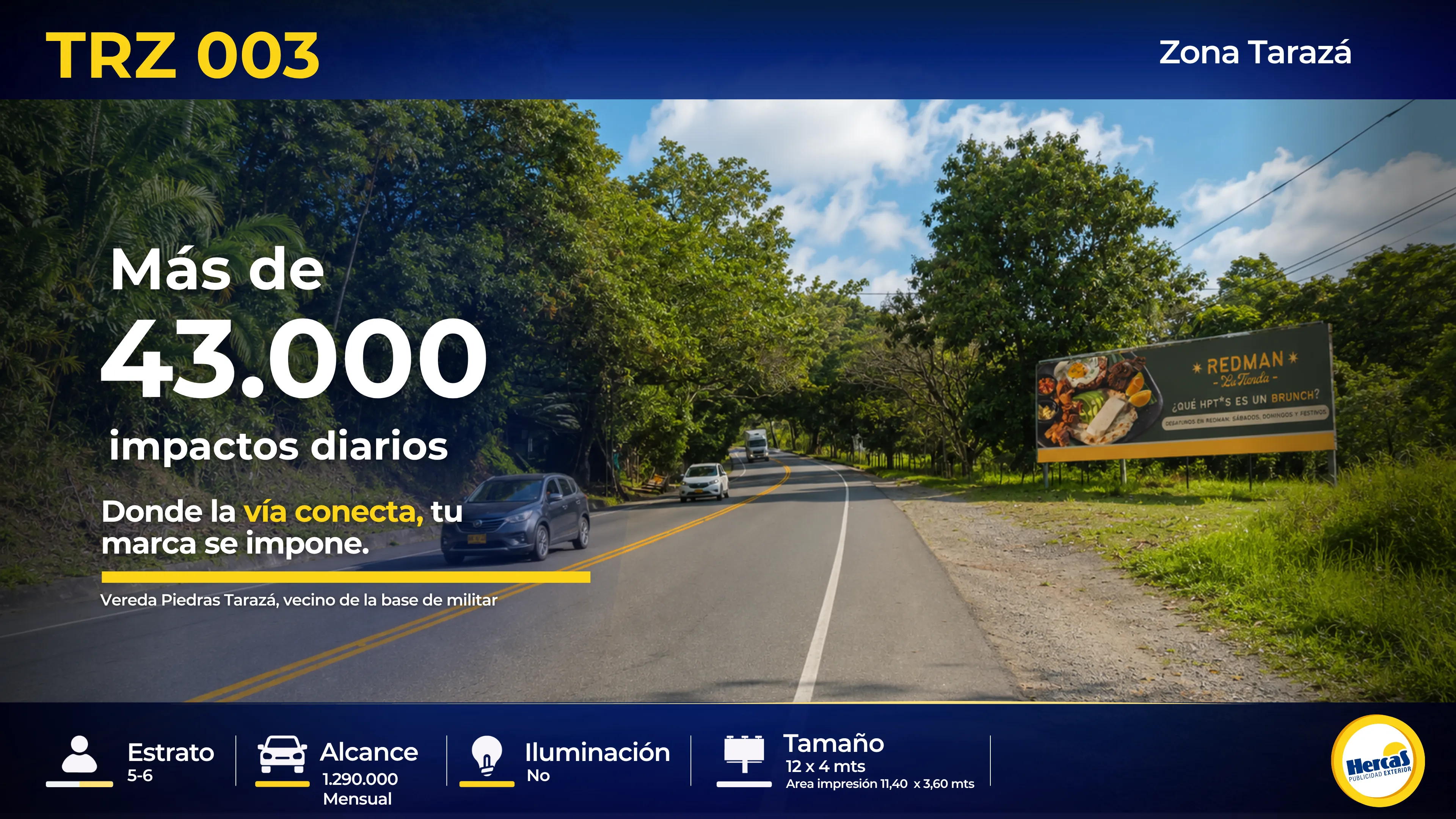 Valla publicitaria TRZ-003 de Hercas en Tarazá