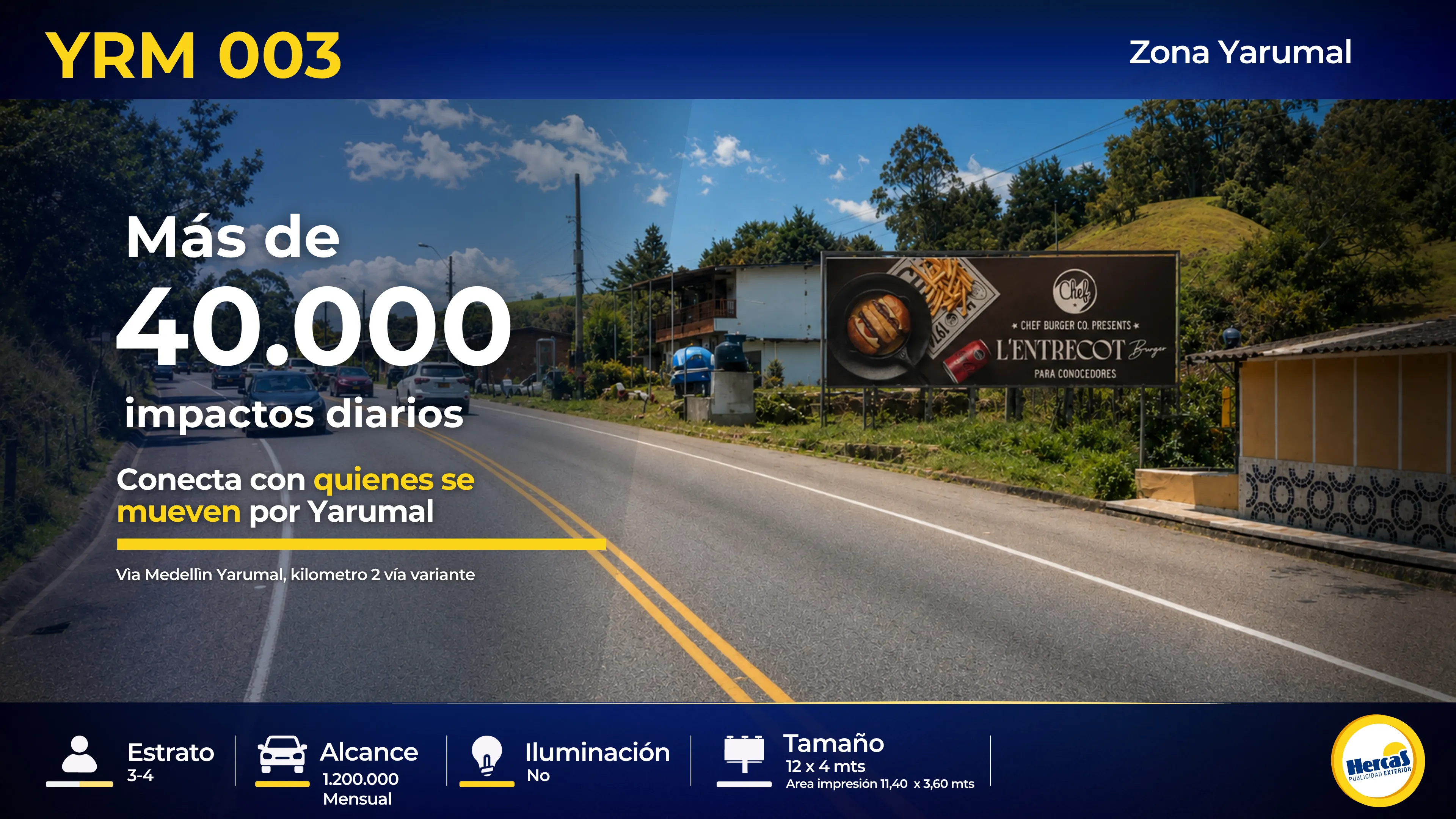 Valla publicitaria YRM-003 de Hercas en Yarumal