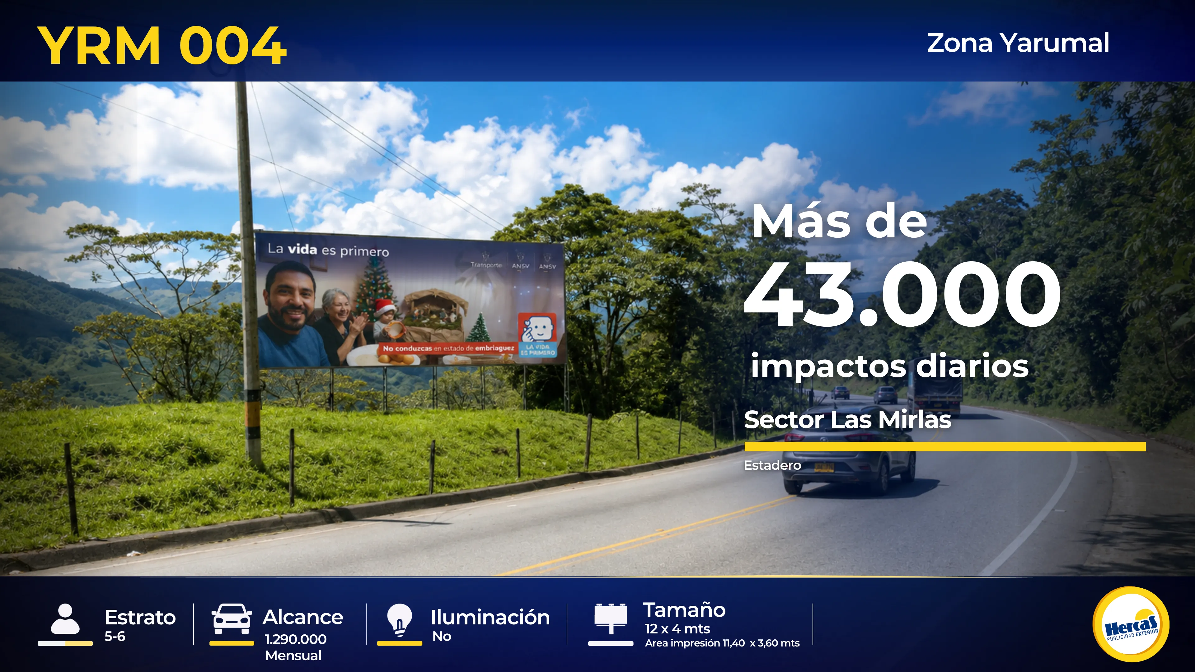 Valla publicitaria YRM-004 de Hercas en Yarumal