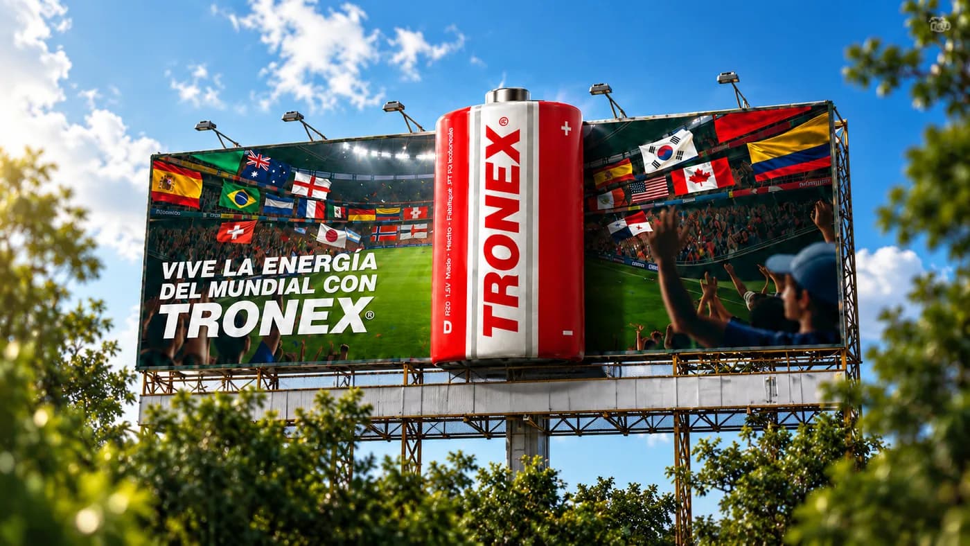 Valla publicitaria de Tronex para el Mundial de fútbol