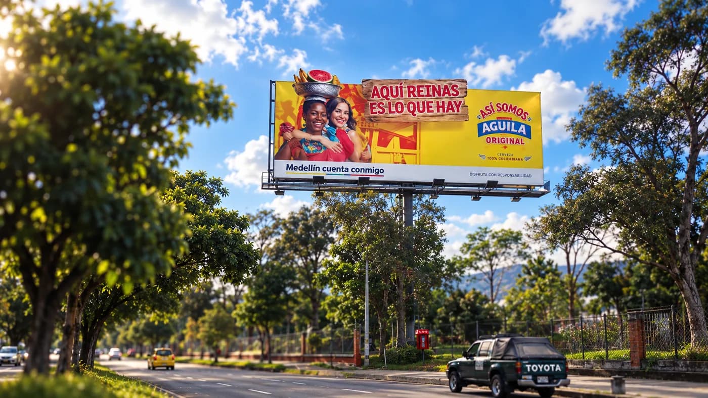 Valla publicitaria de Águila Original en Medellín