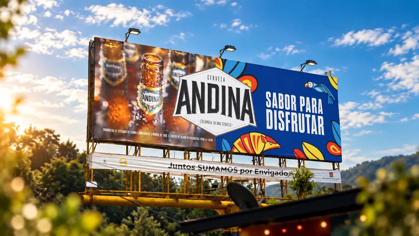 Valla publicitaria de cerveza Andina en Envigado